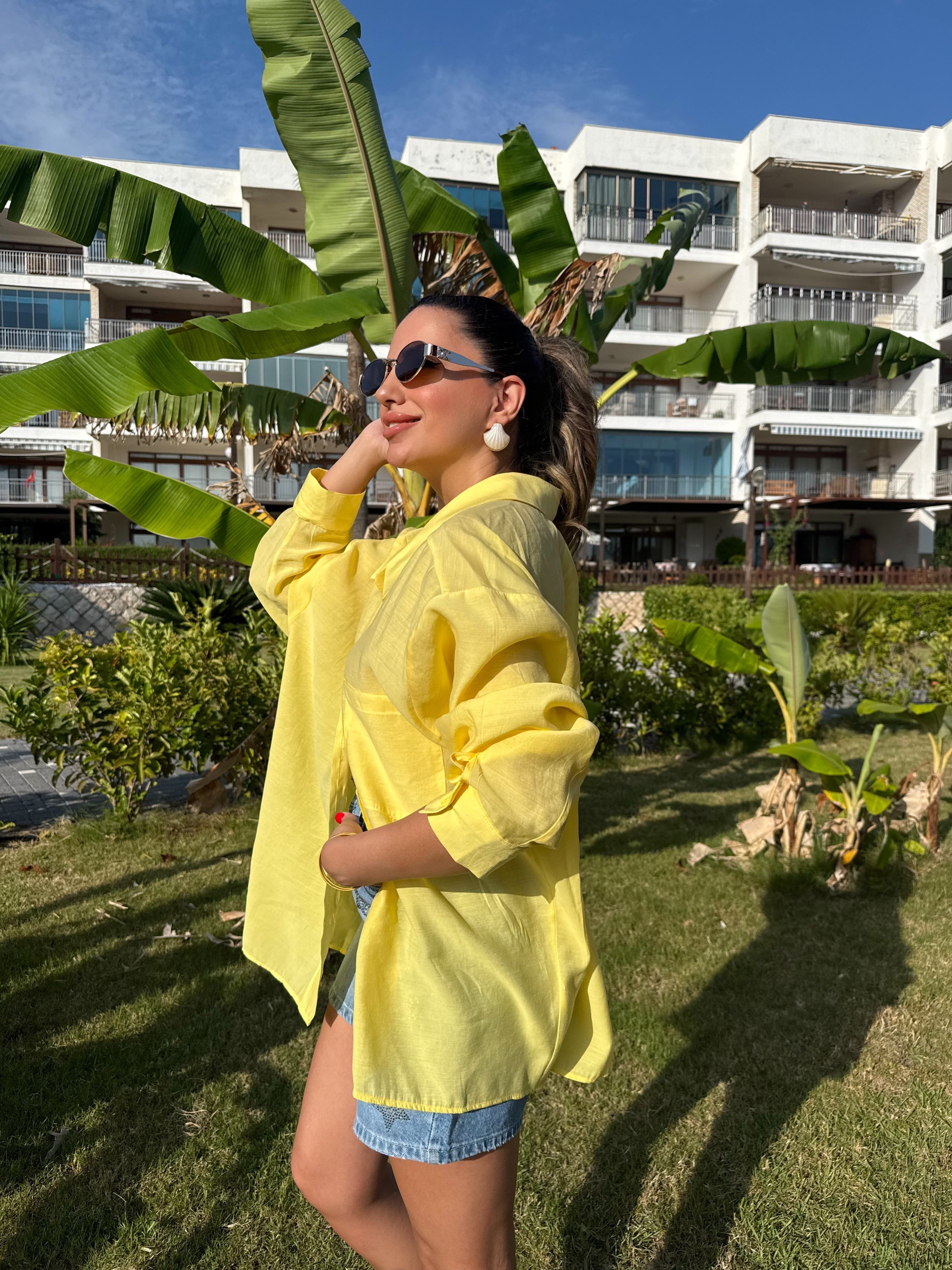 11840 Düşük Omuzlu Oversize Gömlek