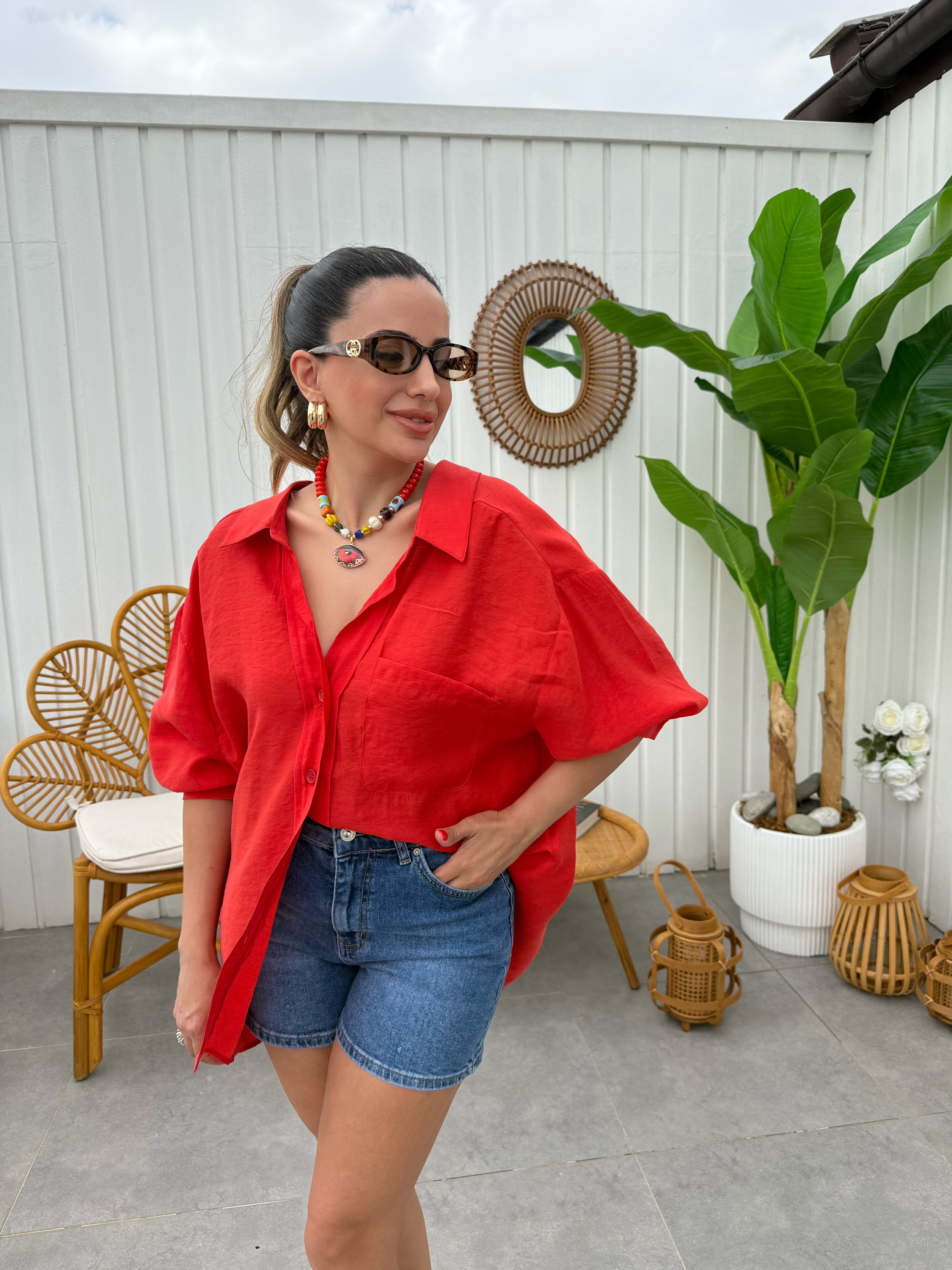 11840 Düşük Omuzlu Oversize Gömlek