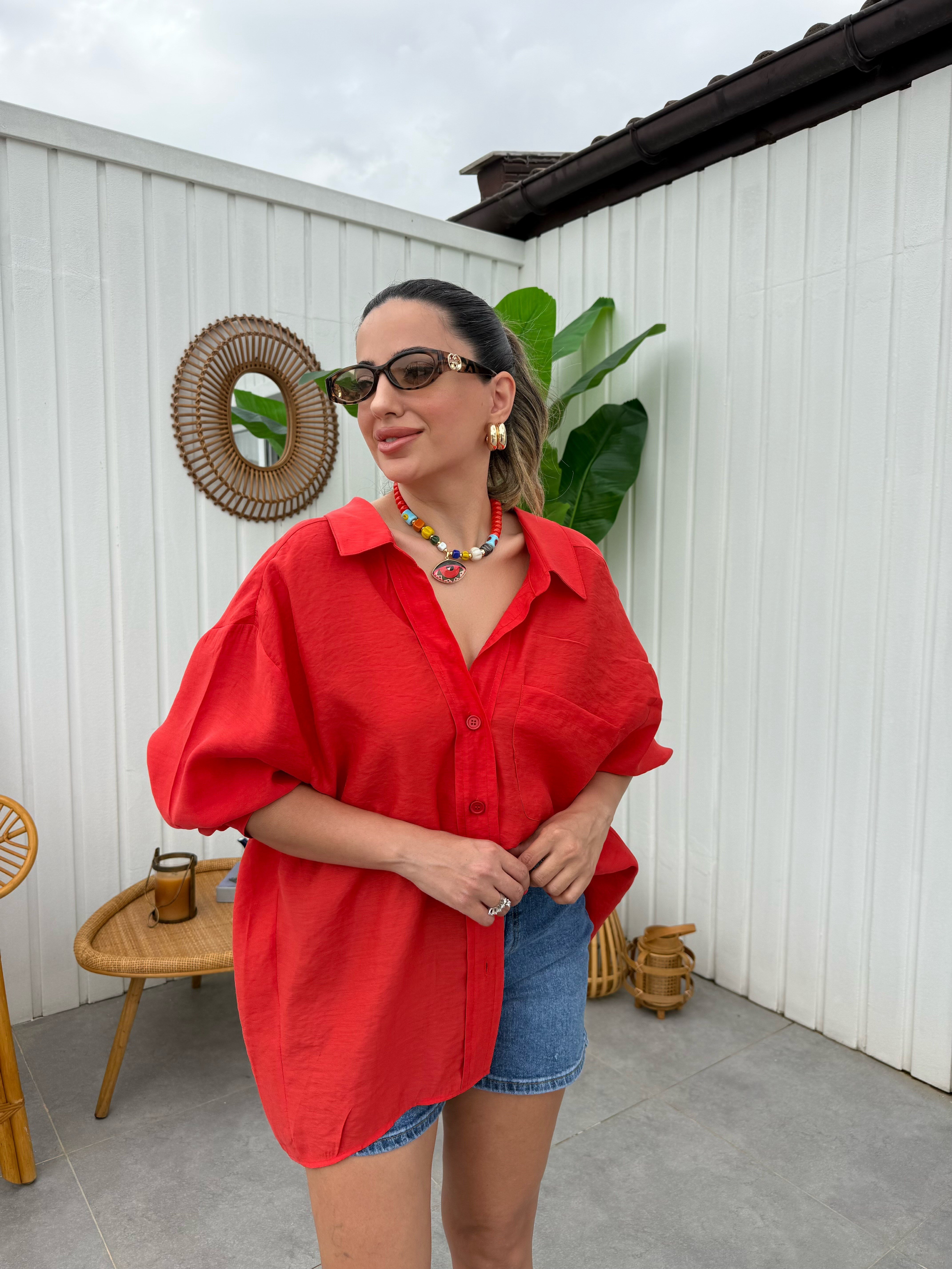 11840 Düşük Omuzlu Oversize Gömlek