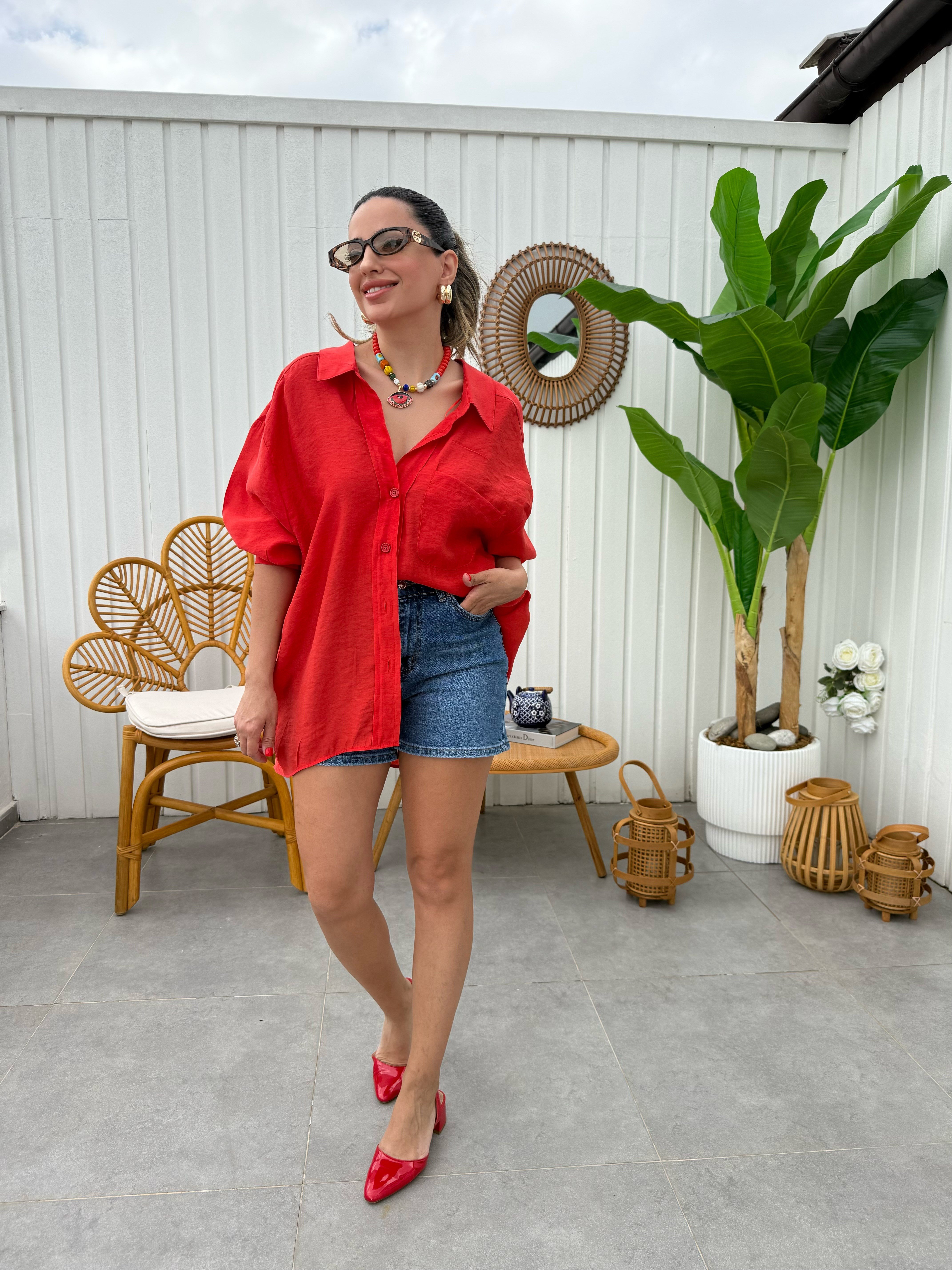 11840 Düşük Omuzlu Oversize Gömlek