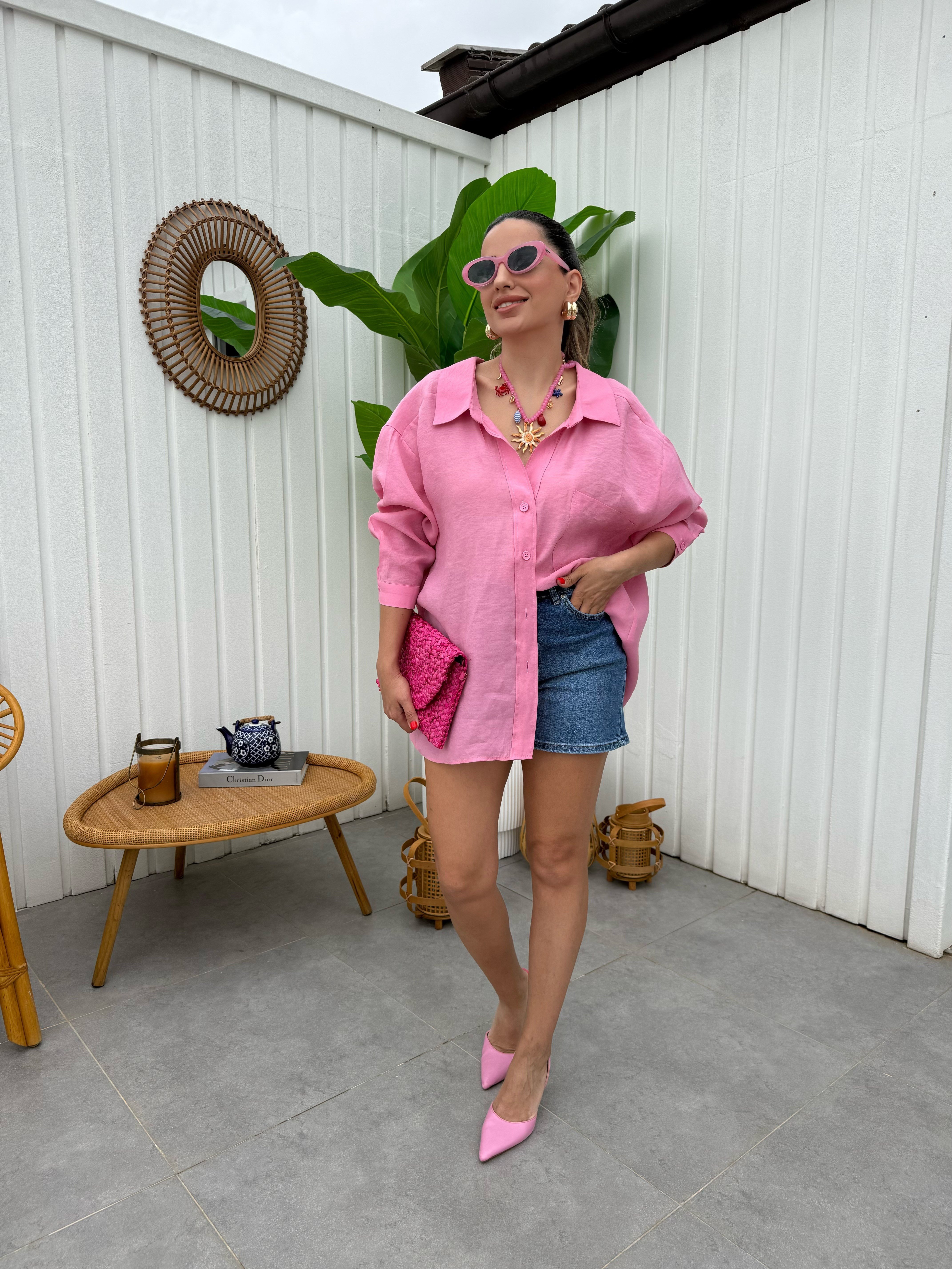 11840 Düşük Omuzlu Oversize Gömlek