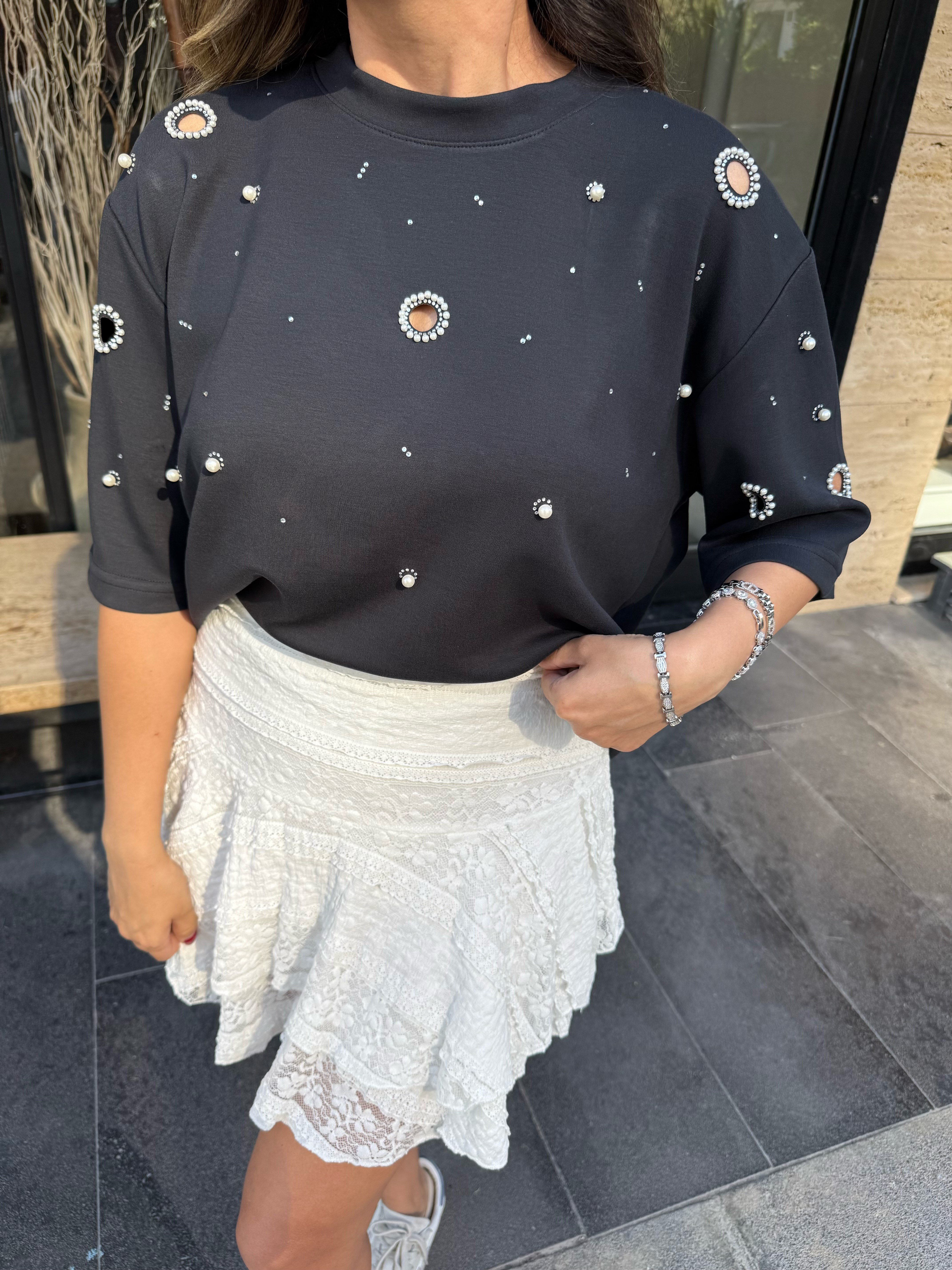 11862 İncili Kuş Gözlü Tshirt