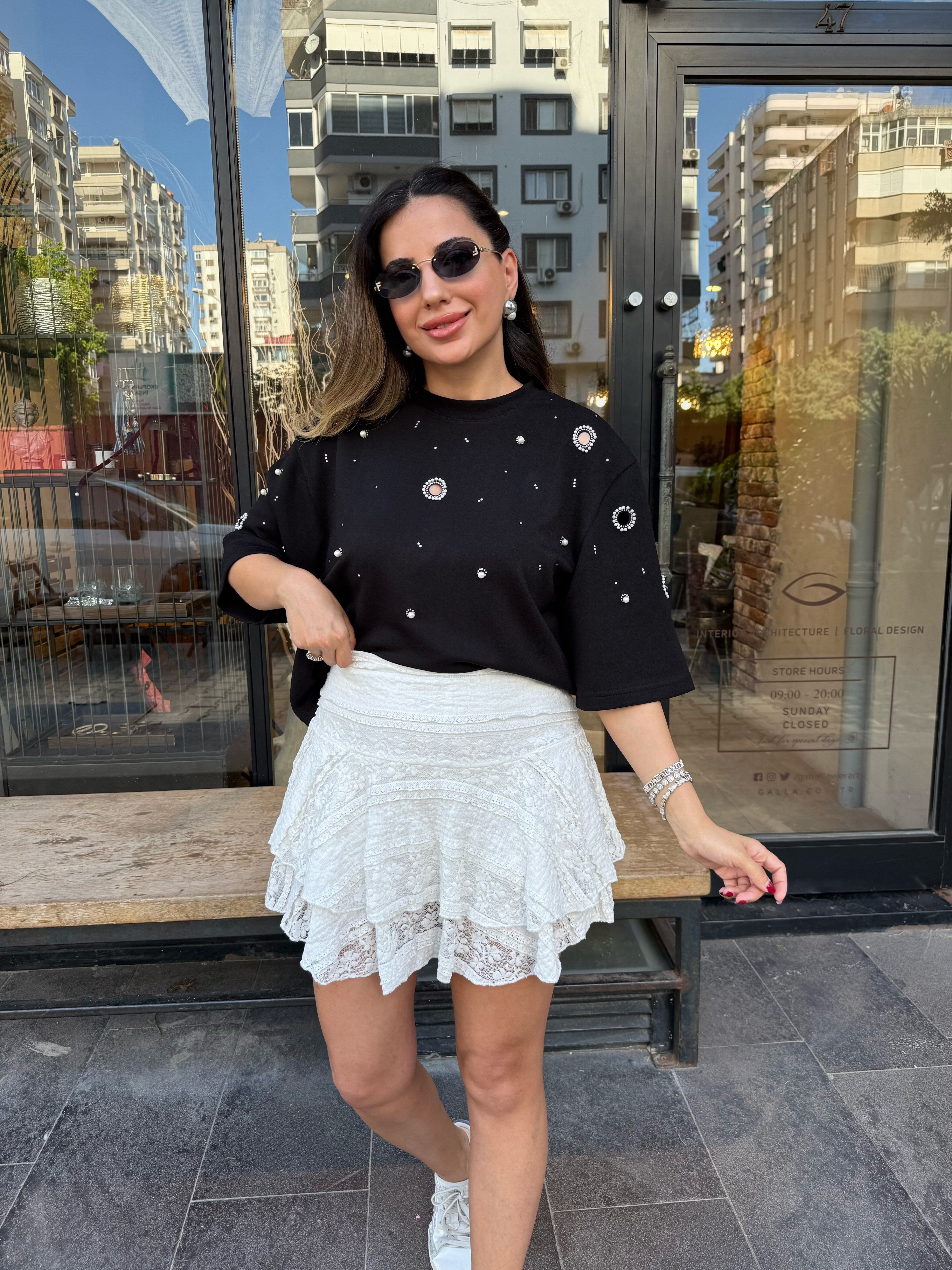 11862 İncili Kuş Gözlü Tshirt