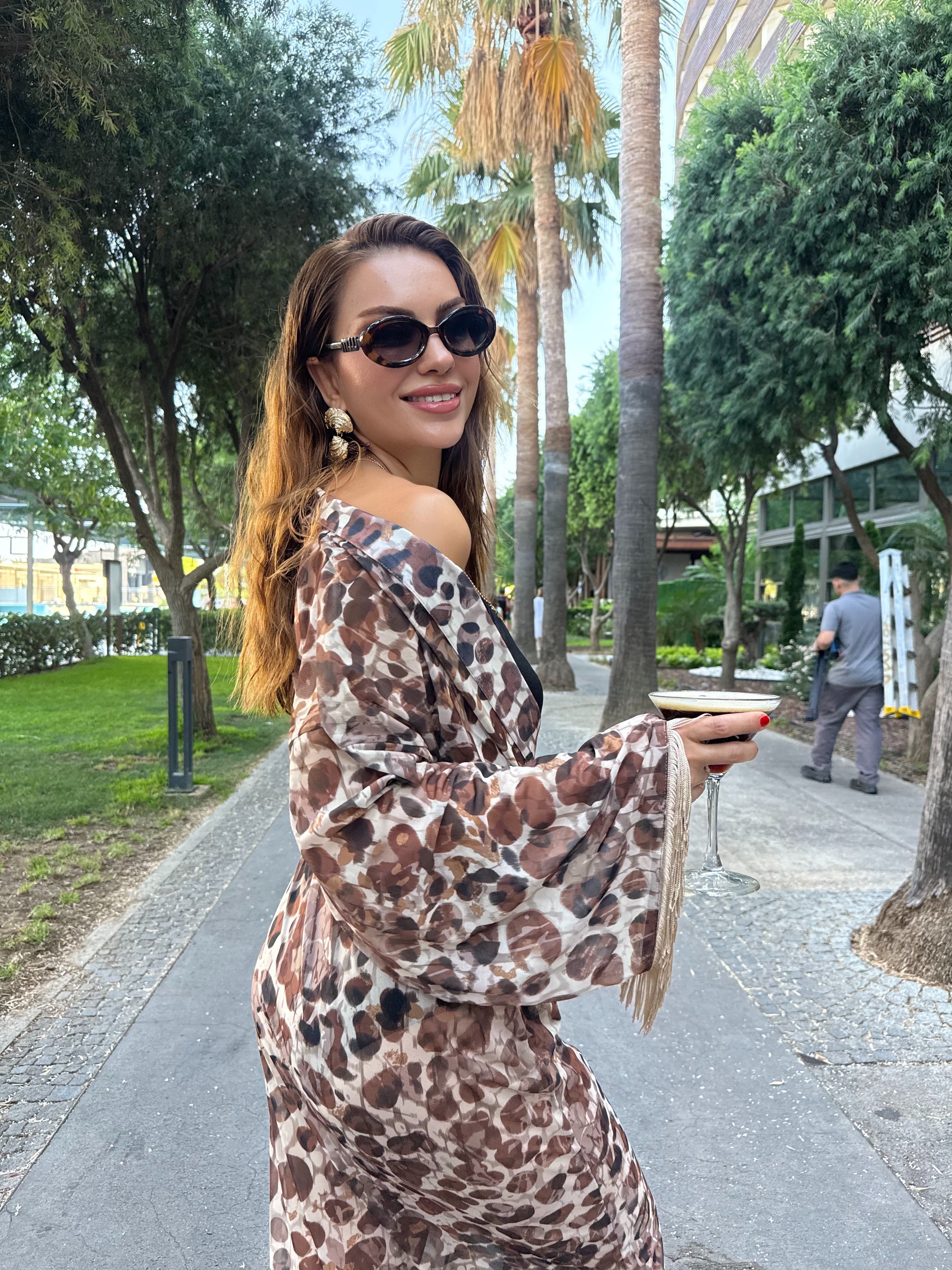 12047 Püskül Detaylı Kuşaklı Kimono