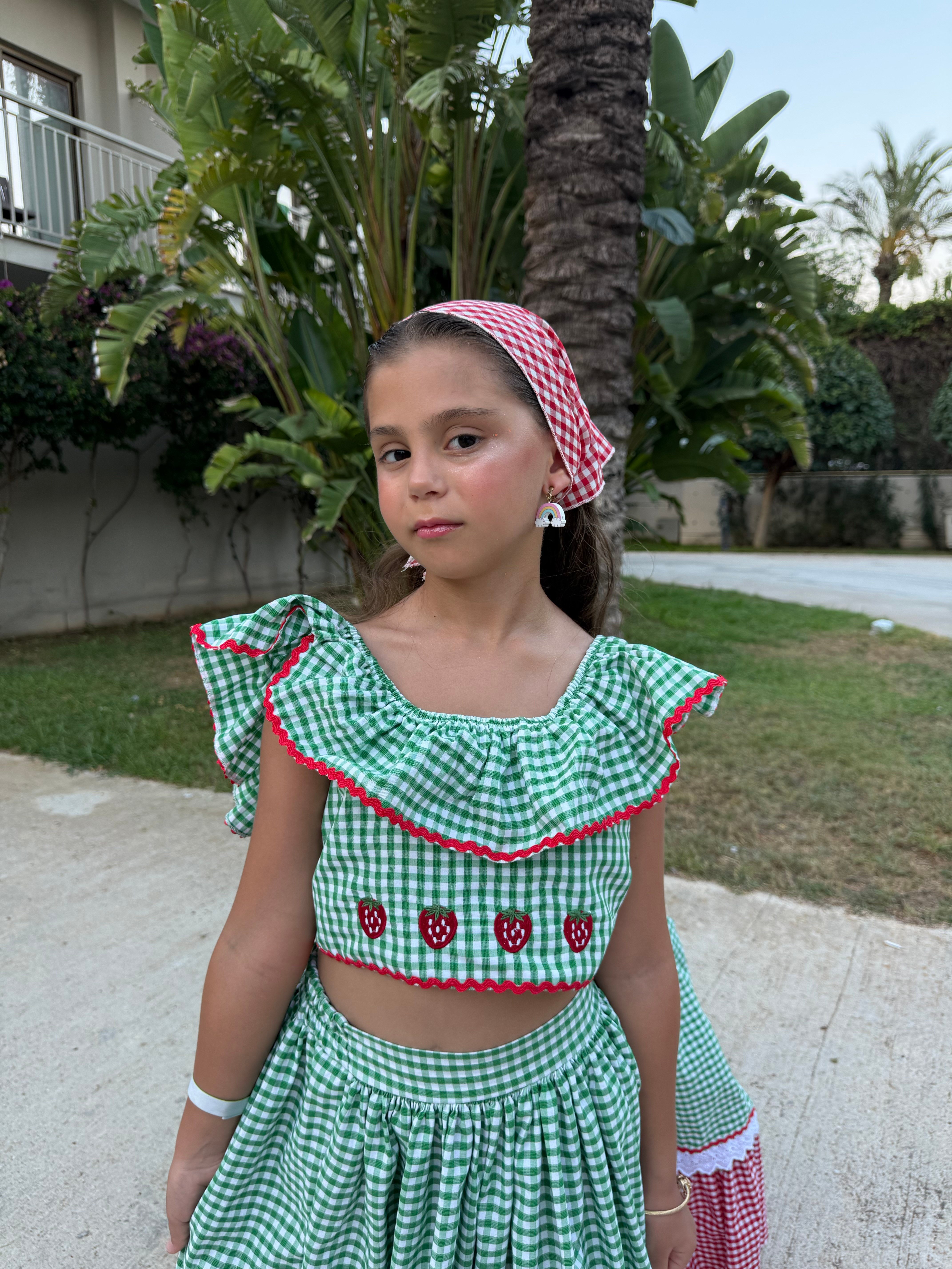 12049 Kids Bandanalı Ekose 3 Lü Takım 3-4/9-10 Yaş