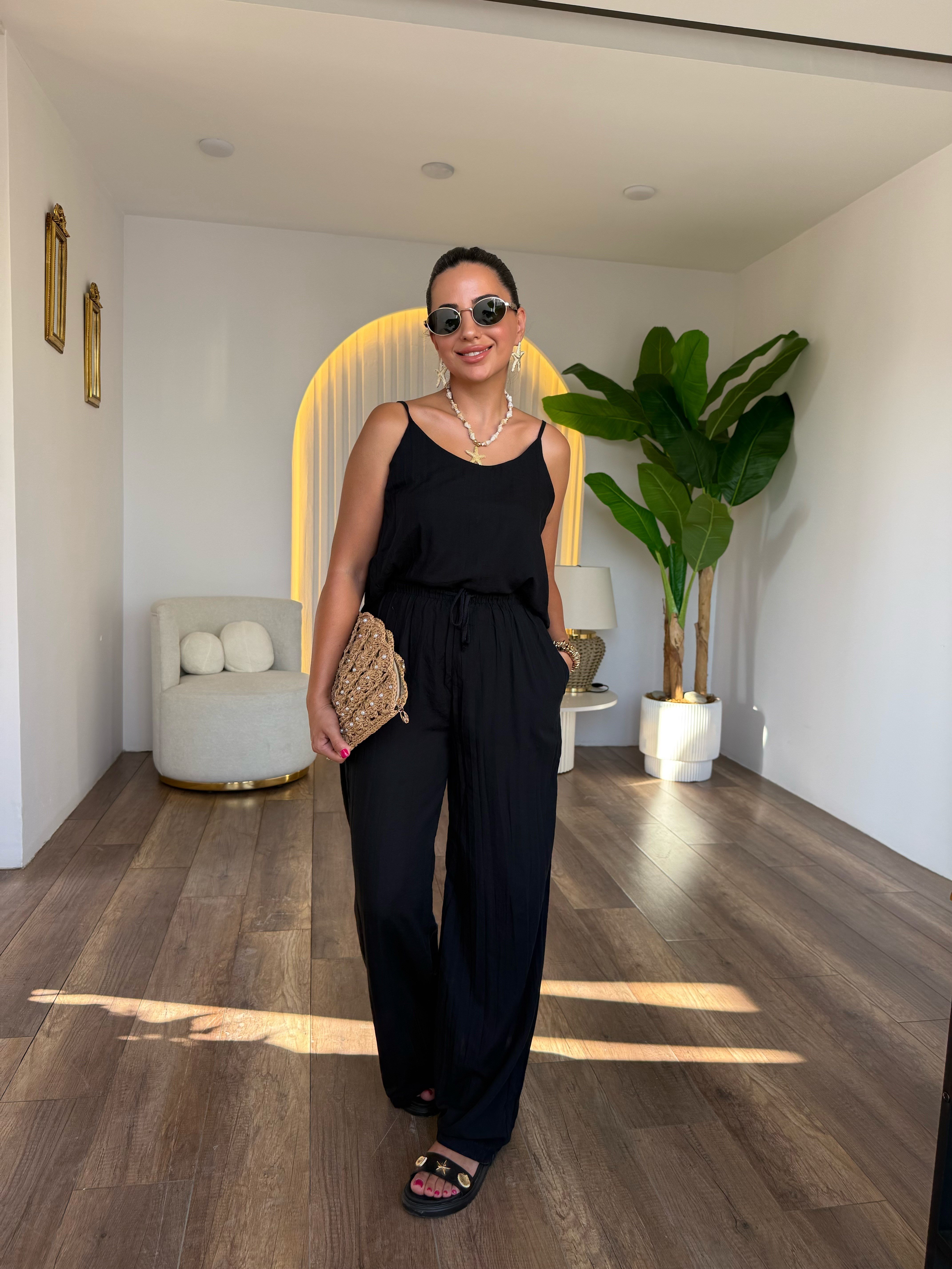 12056 Siyah PAntolon Bluz Takım