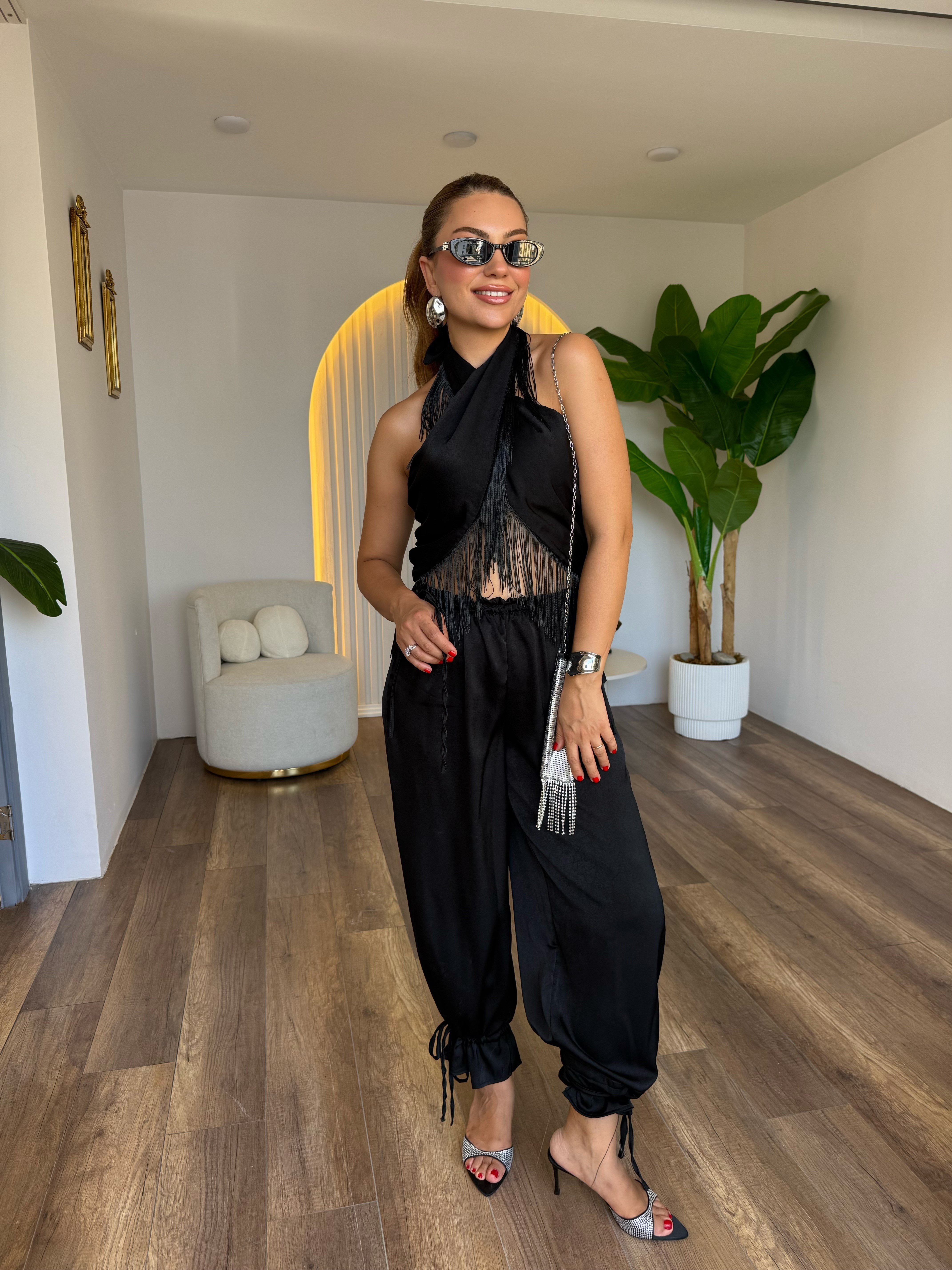 12065 Püsküllü Bluz Pantolon Takım