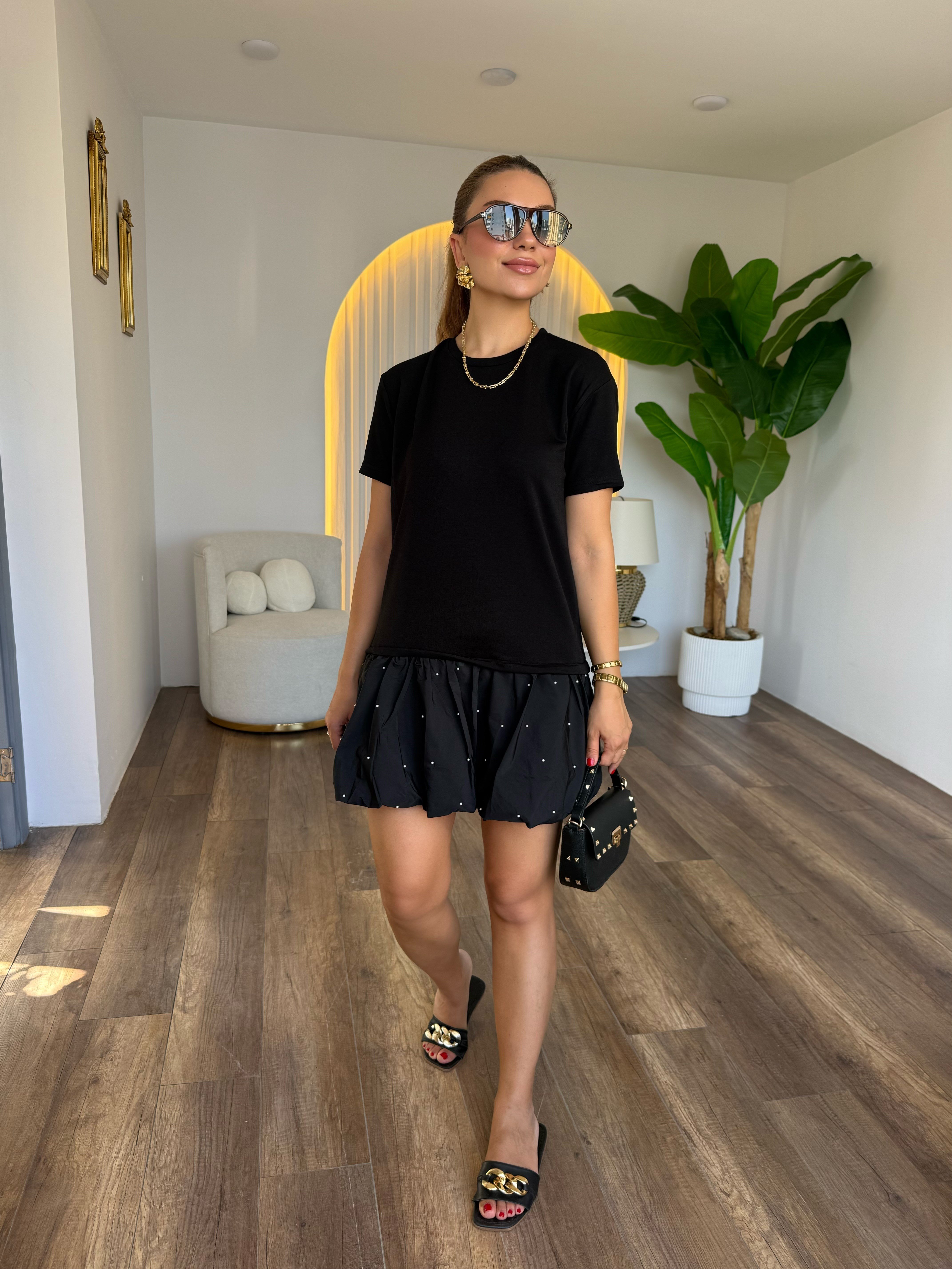 12076 İncili Balon Elbise
