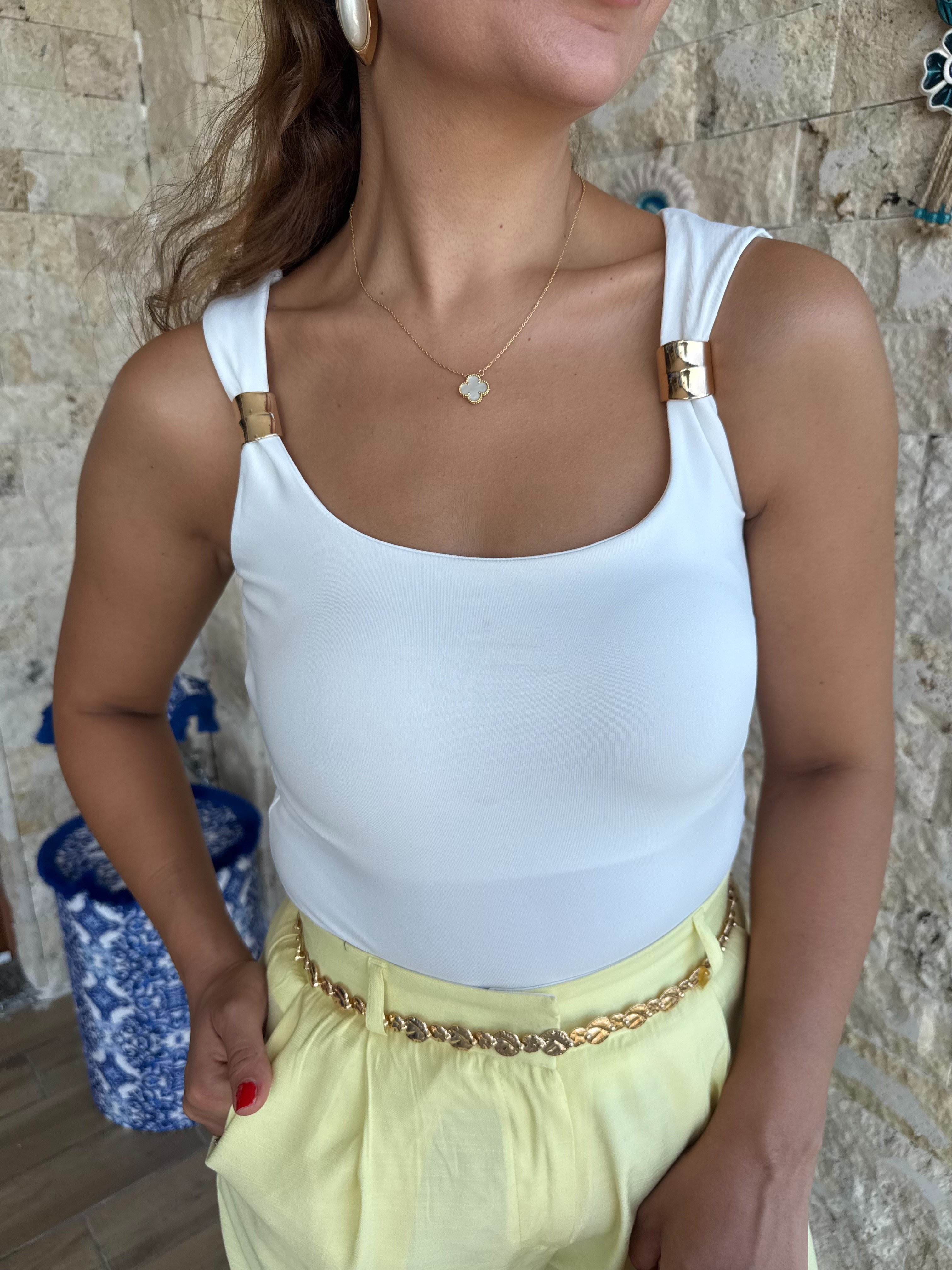 12085 Yakadan Aksesuarlı Bluz