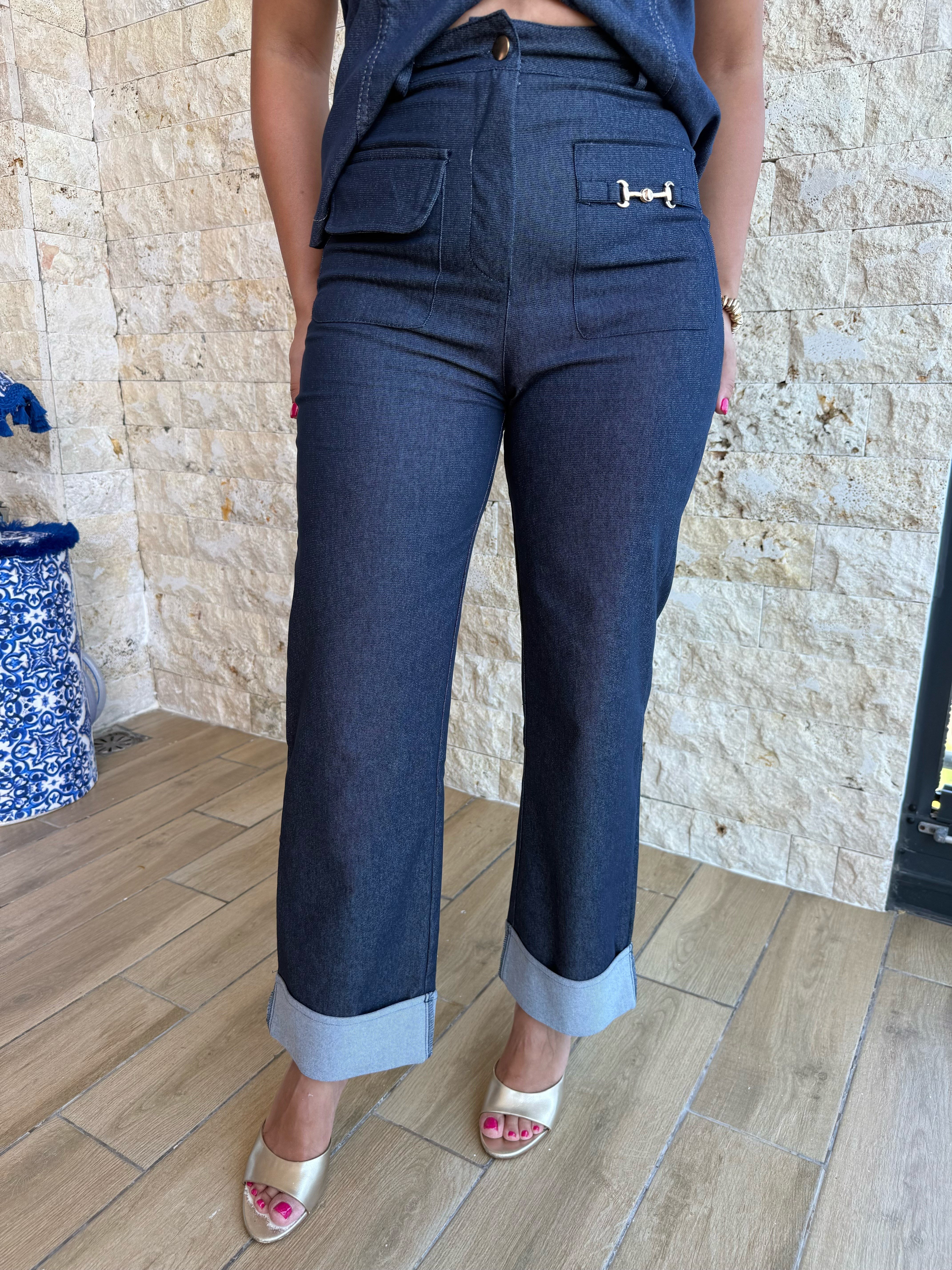 12097 Gold Aksesuar Detaylı PAntolon