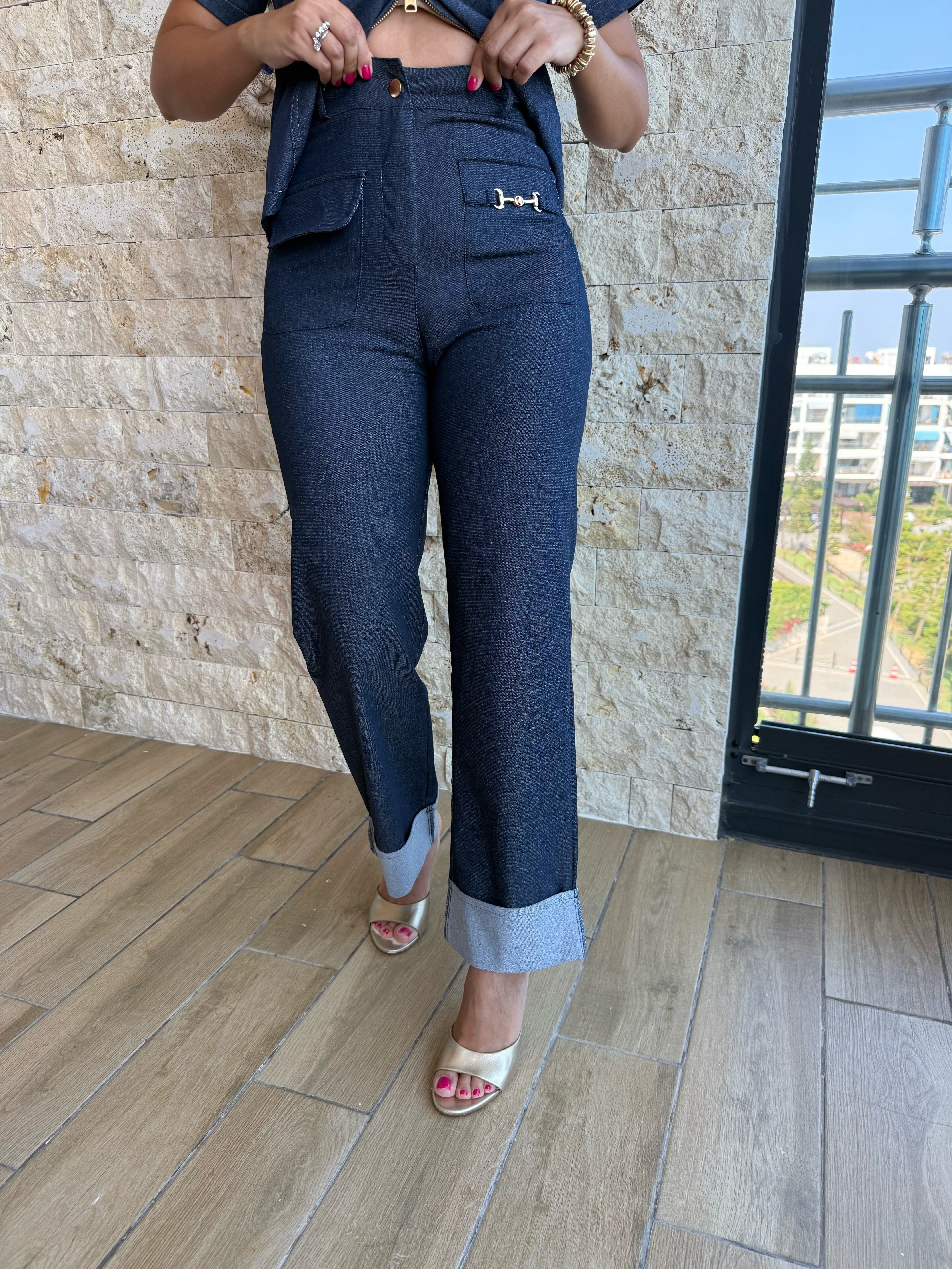 12097 Gold Aksesuar Detaylı PAntolon