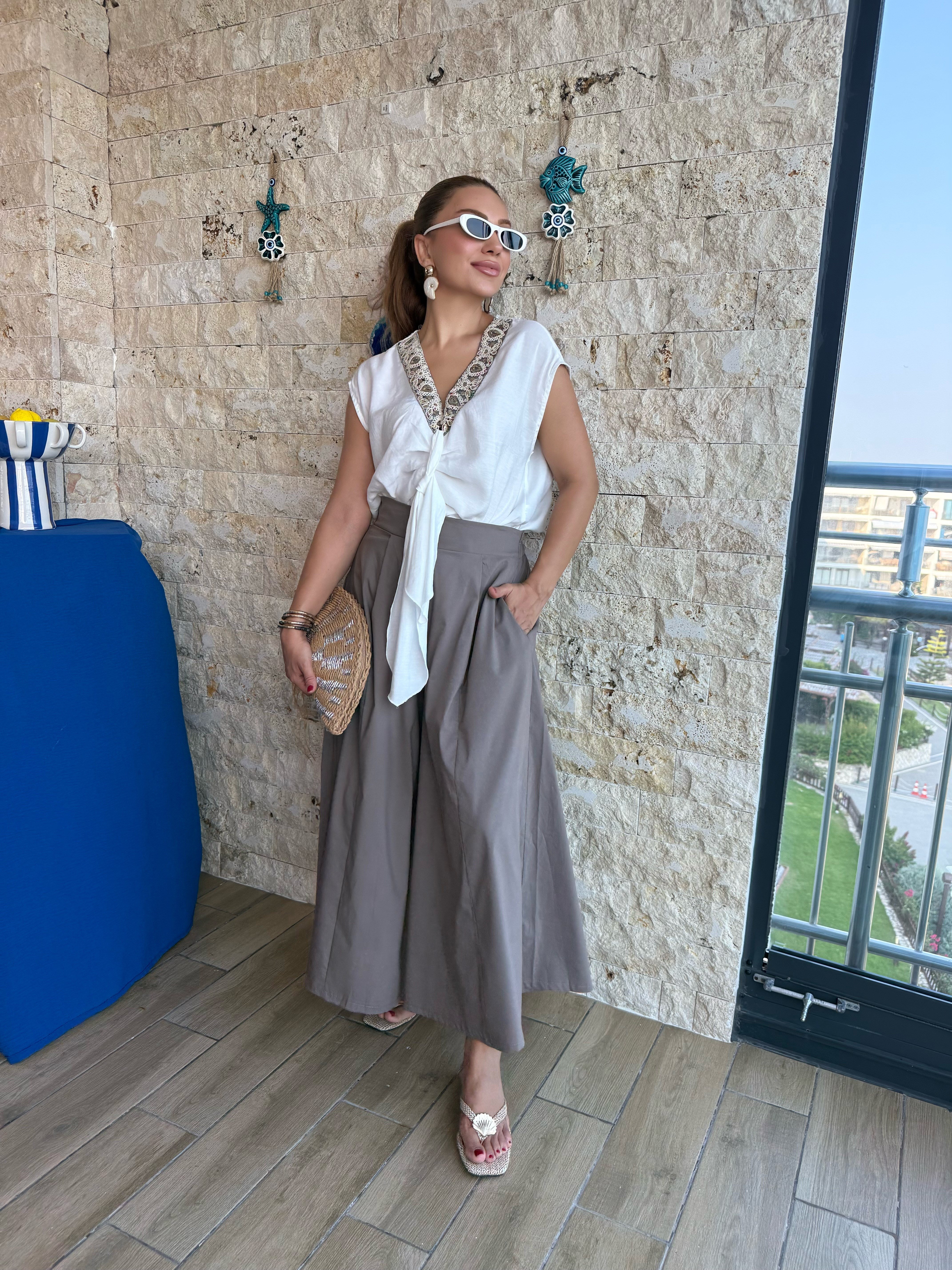 12099 Arka Bel Kısmı Lastikli Pantolon