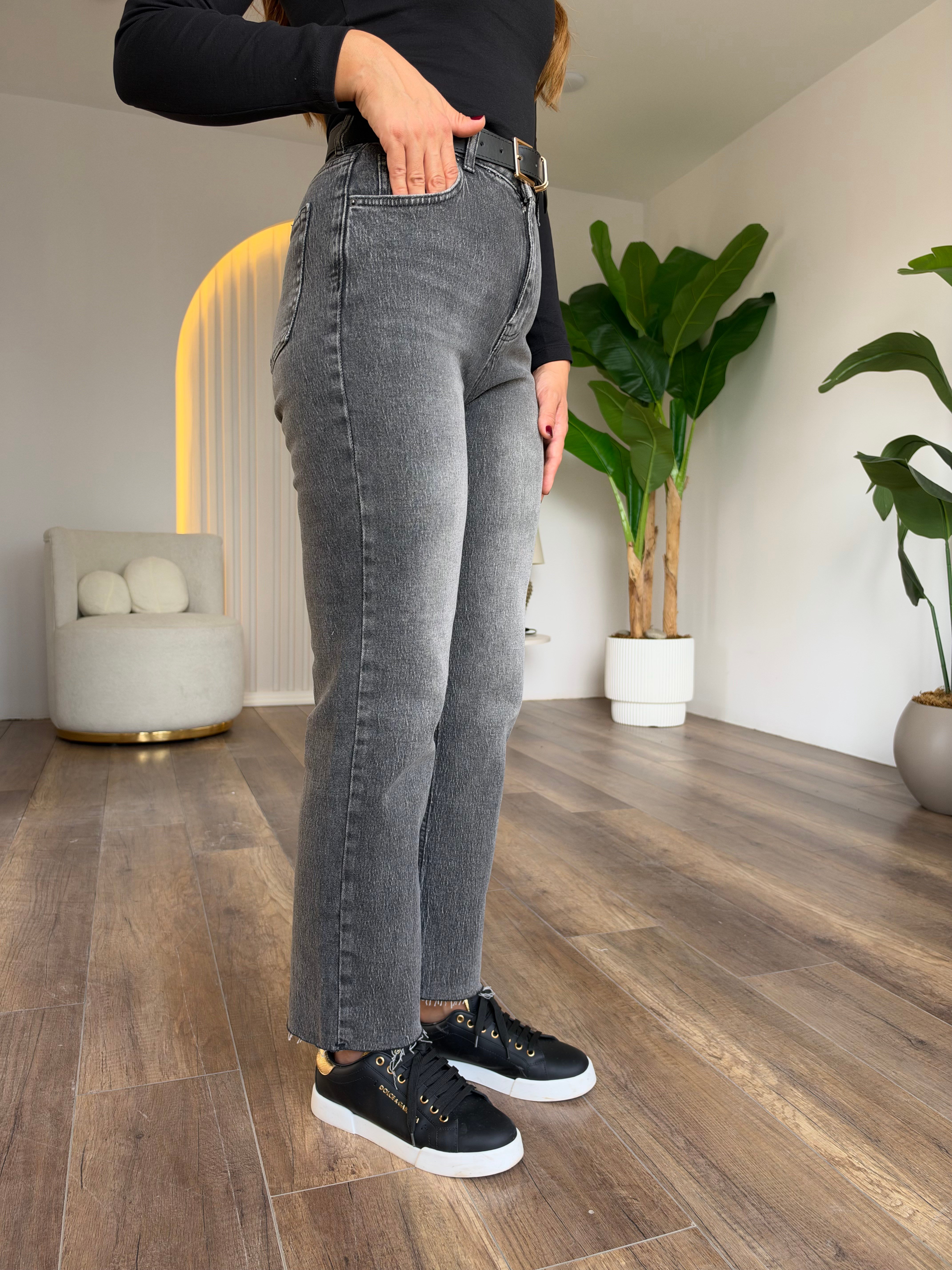12142 Straight Kemerli Pantolon