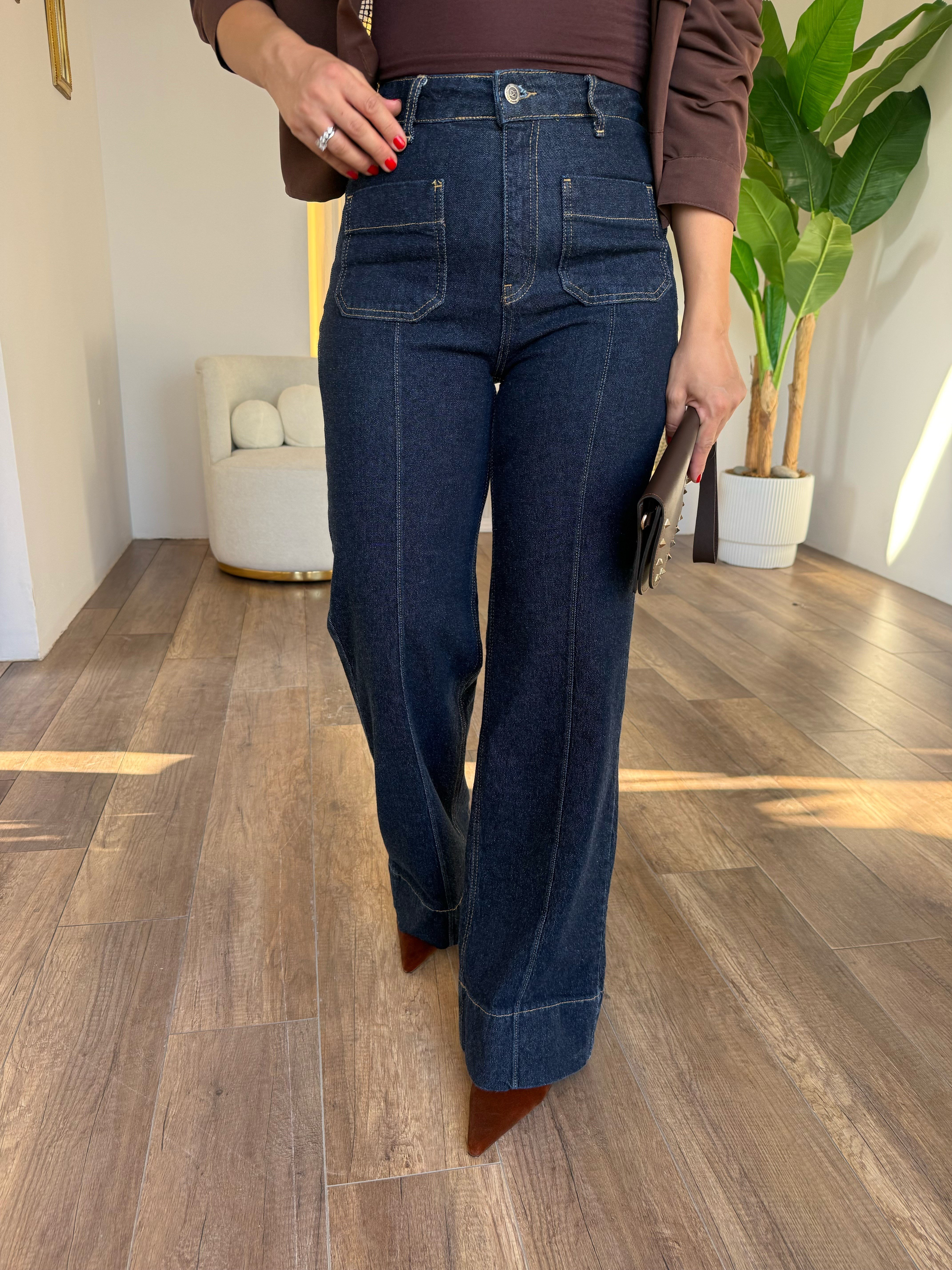 12143 Wide Leg Yıkamalı Jean