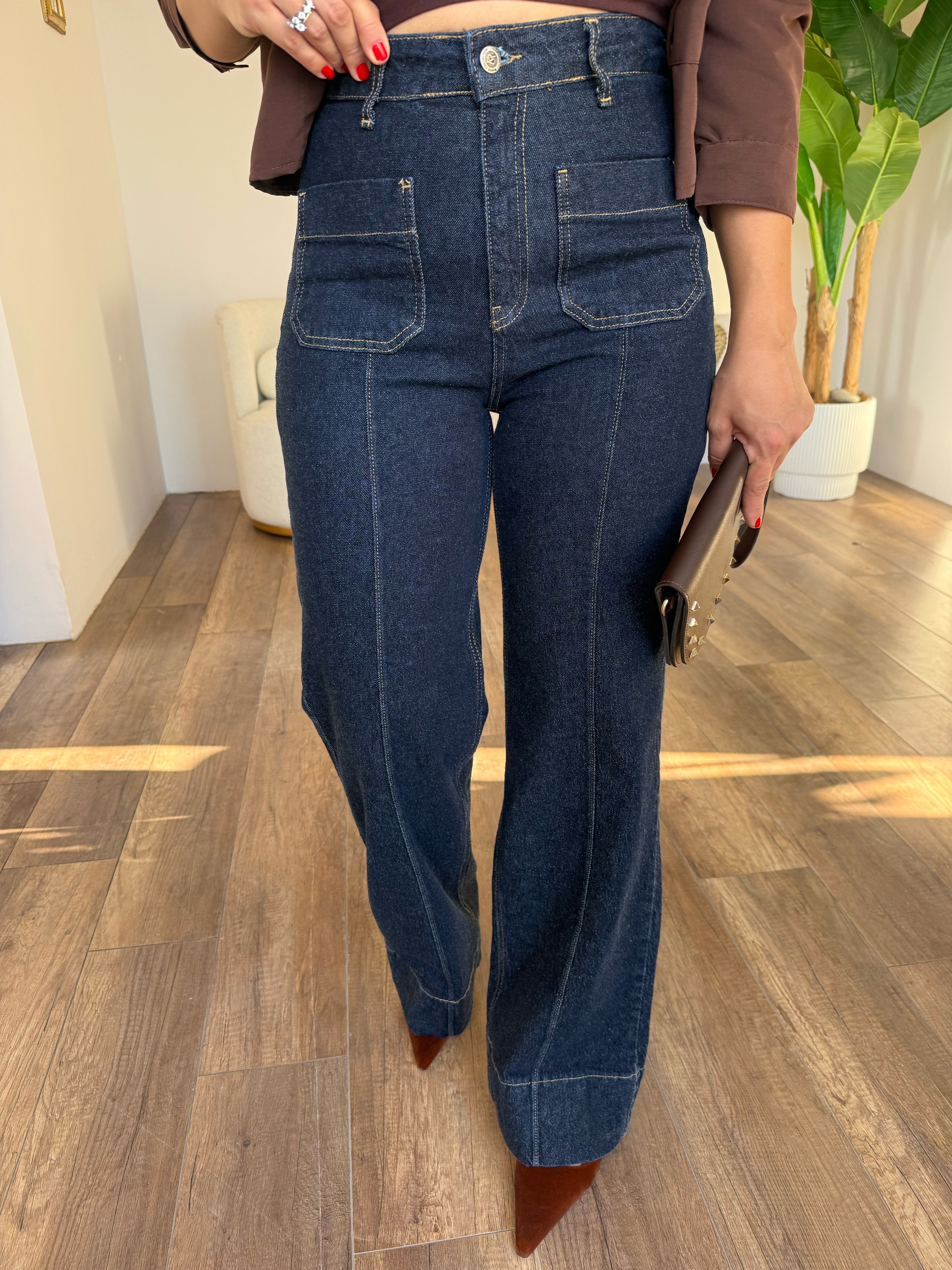 12143 Wide Leg Yıkamalı Jean
