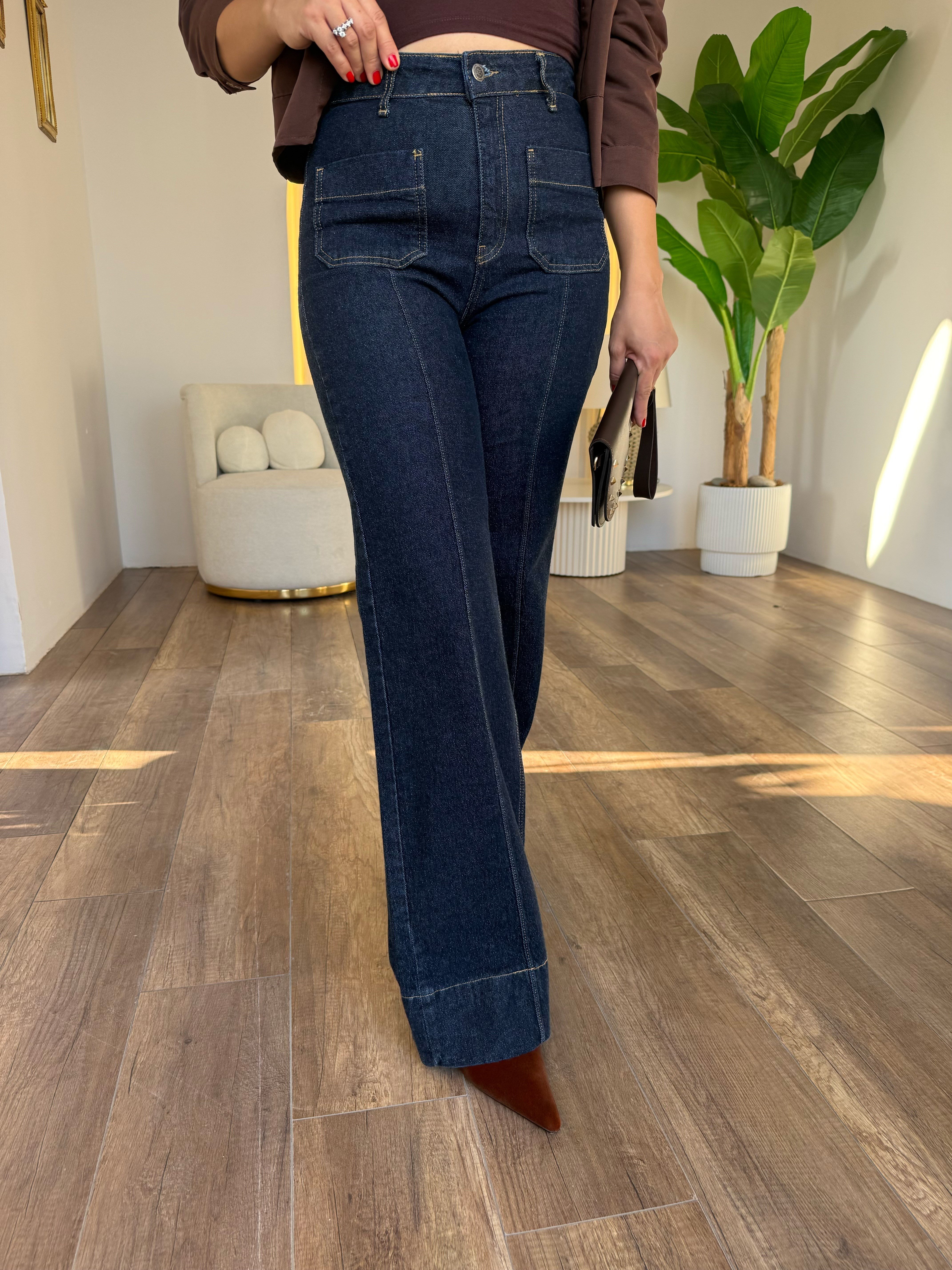 12143 Wide Leg Yıkamalı Jean