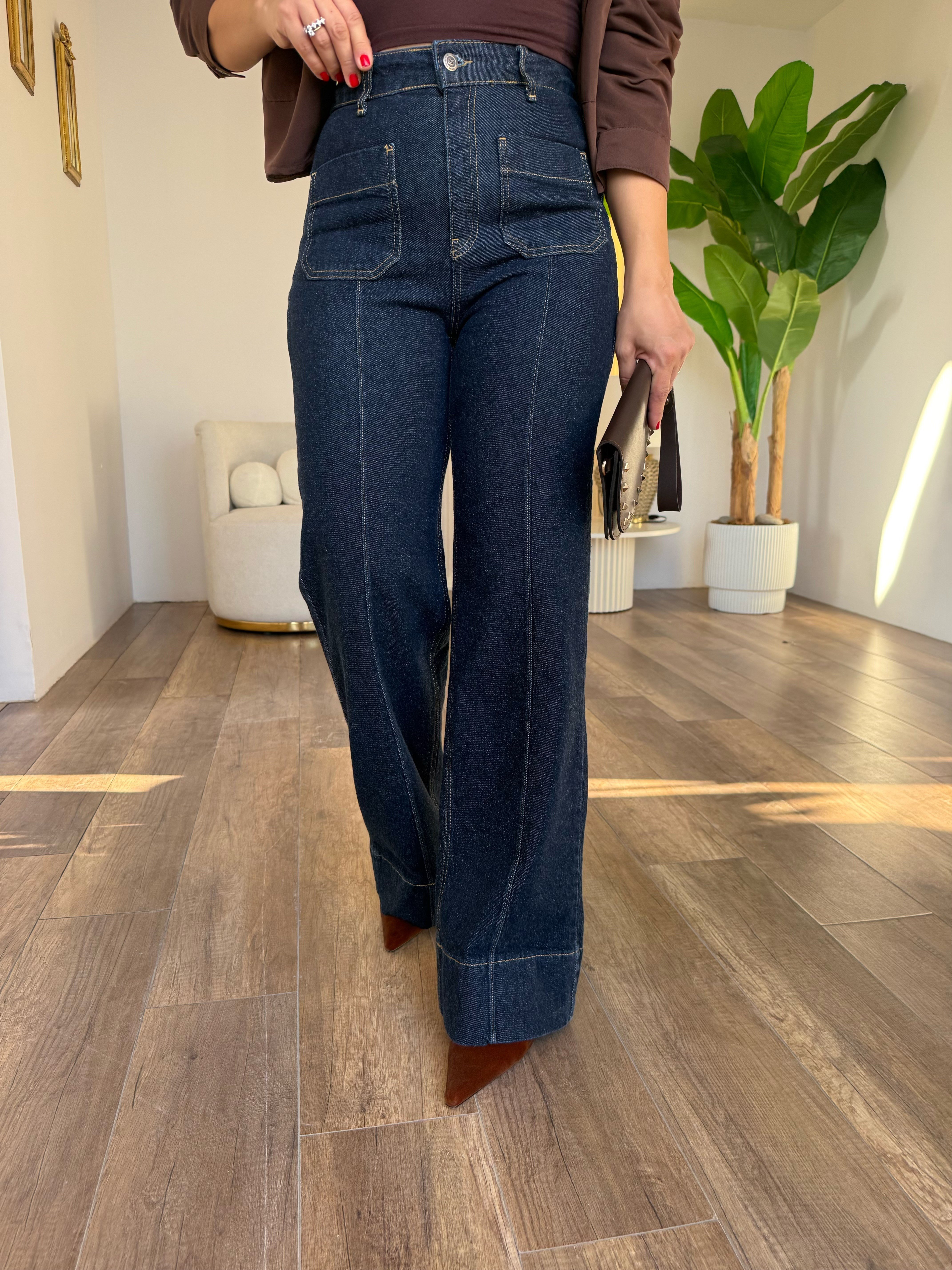 12143 Wide Leg Yıkamalı Jean
