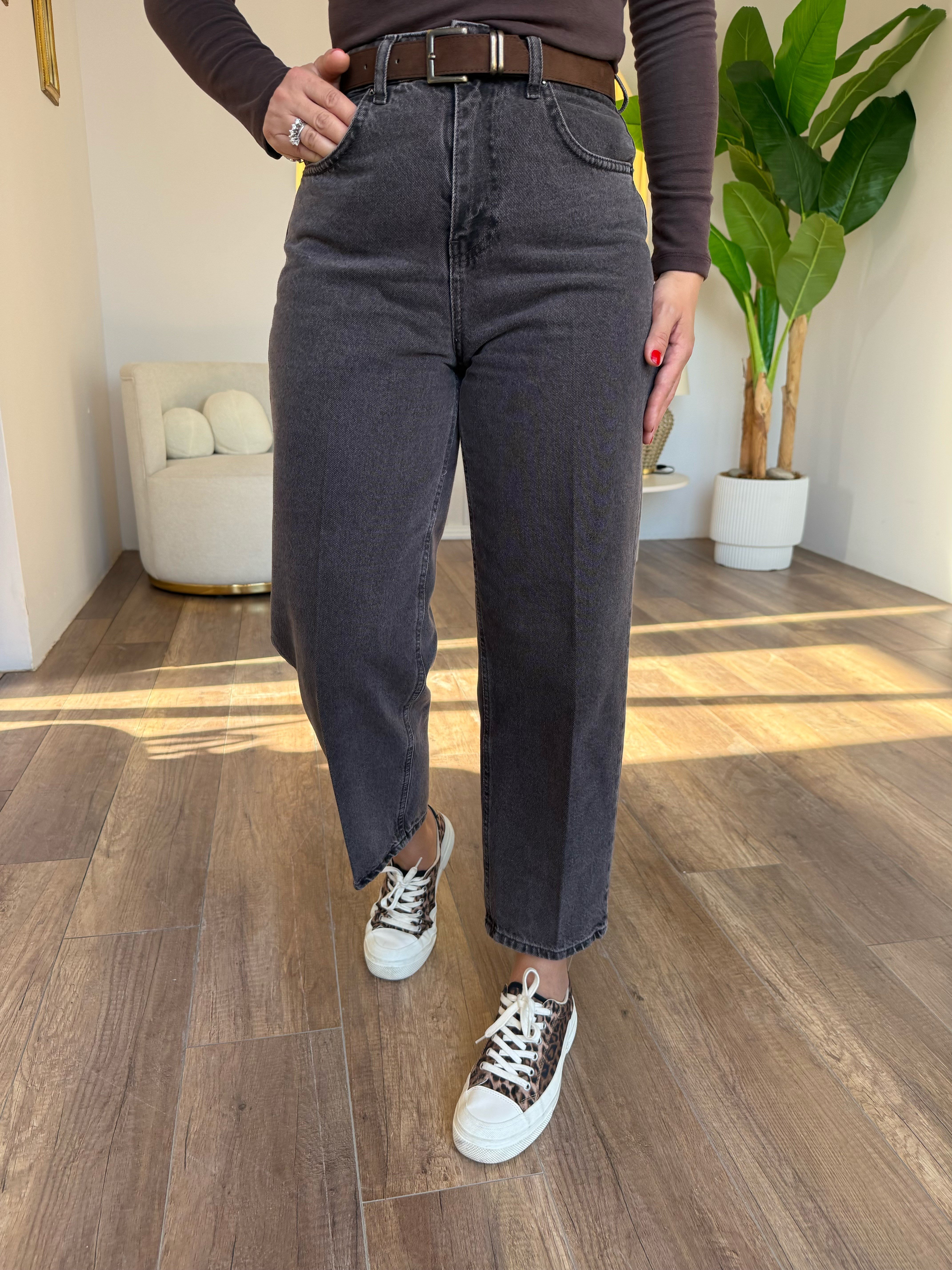 12163 Kemerli Koyu Kahve Jean