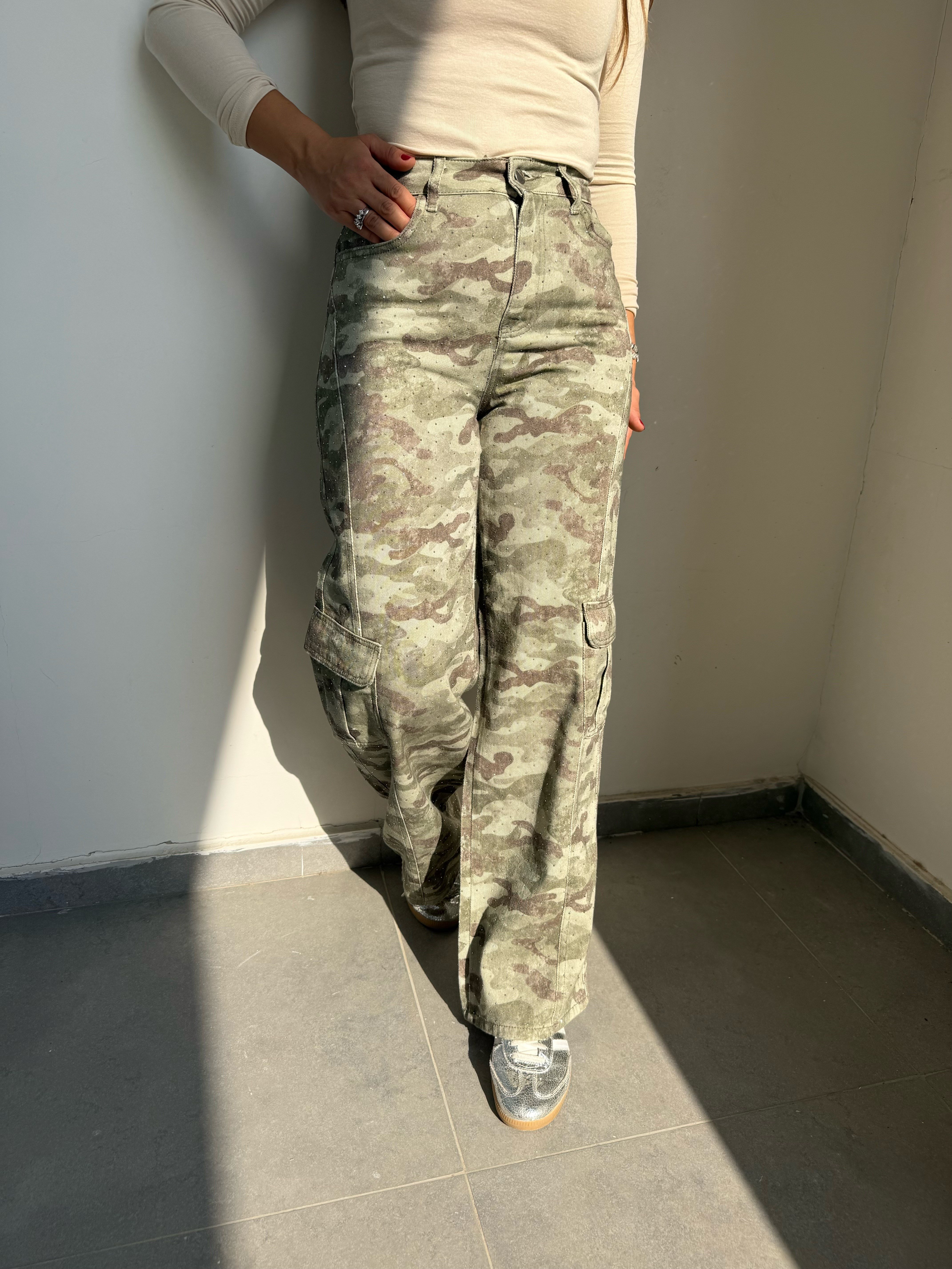 12167 Taşlı Kamuflaj Pantolon