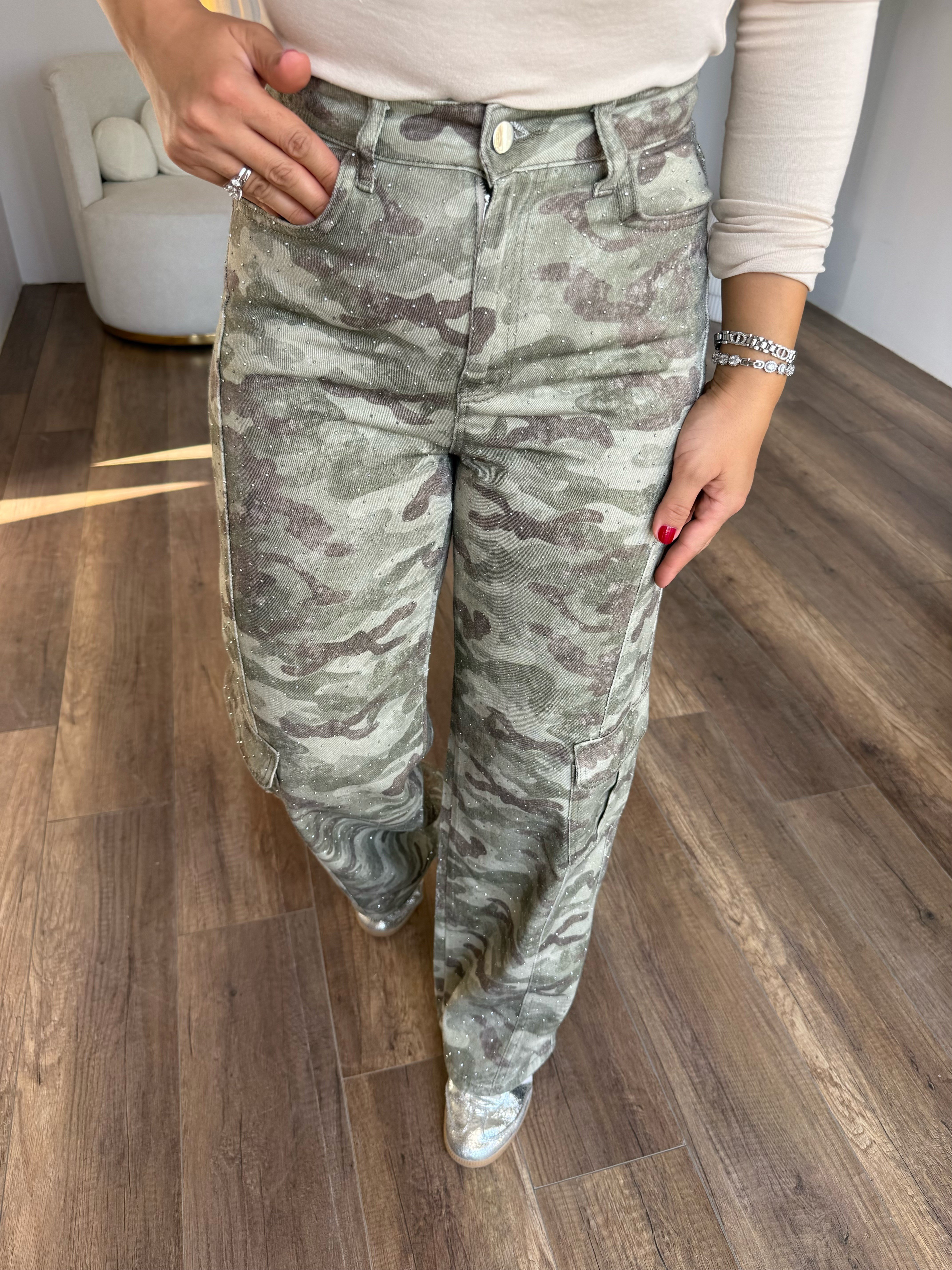 12167 Taşlı Kamuflaj Pantolon