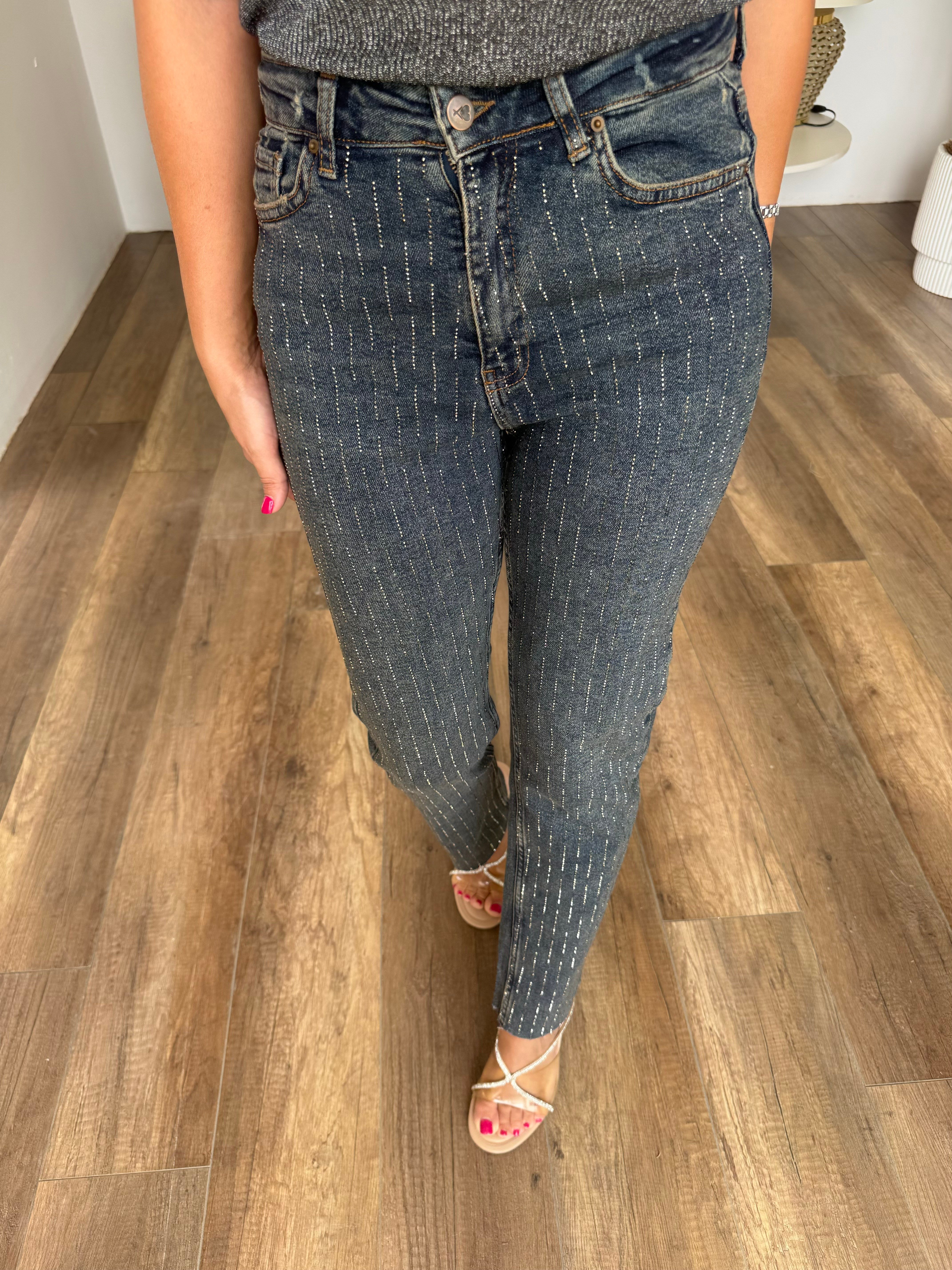 12225 Taşlı Mom Fit Jean