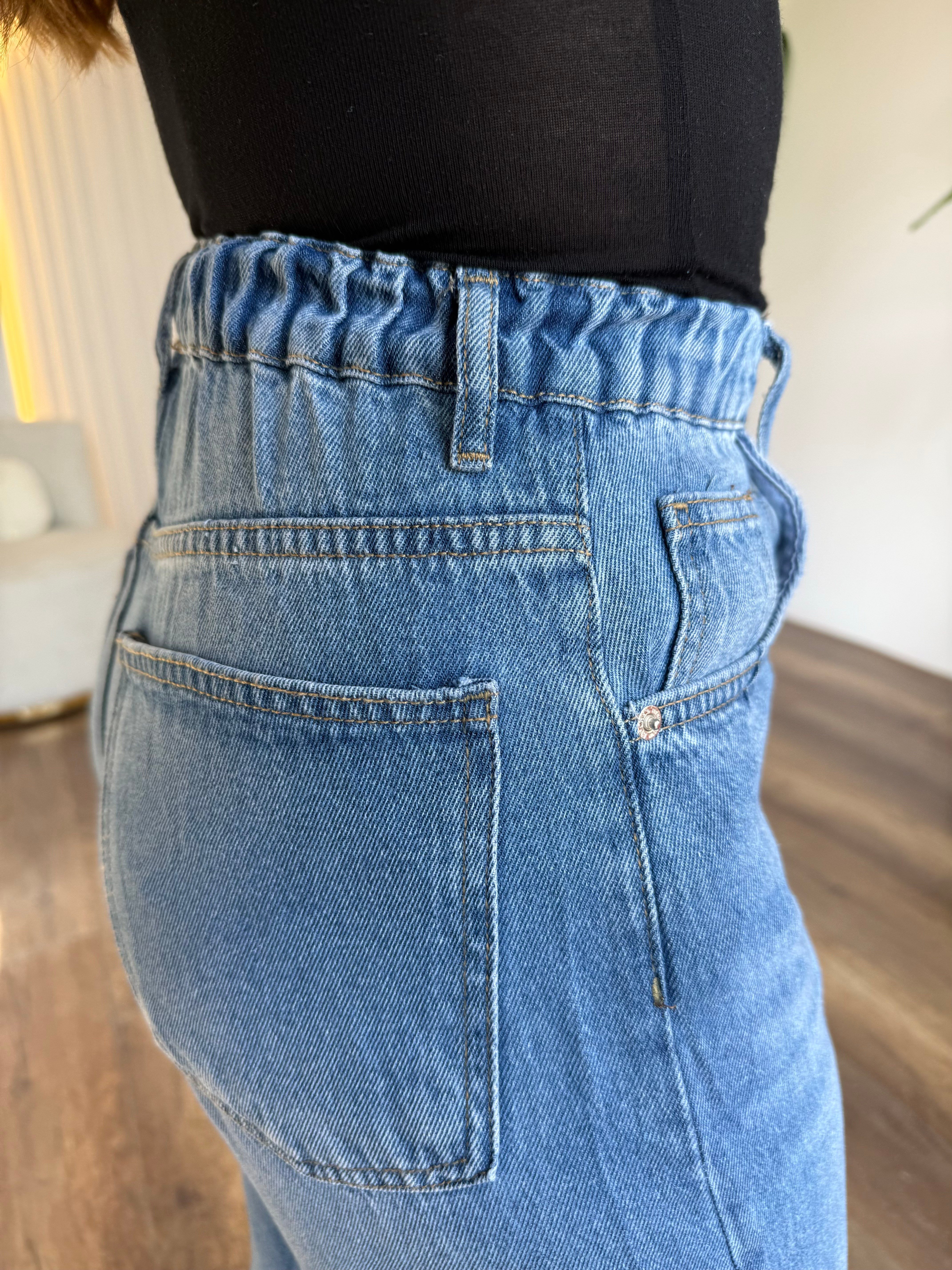12252 Tensel Arka Beli Lastikli Jean