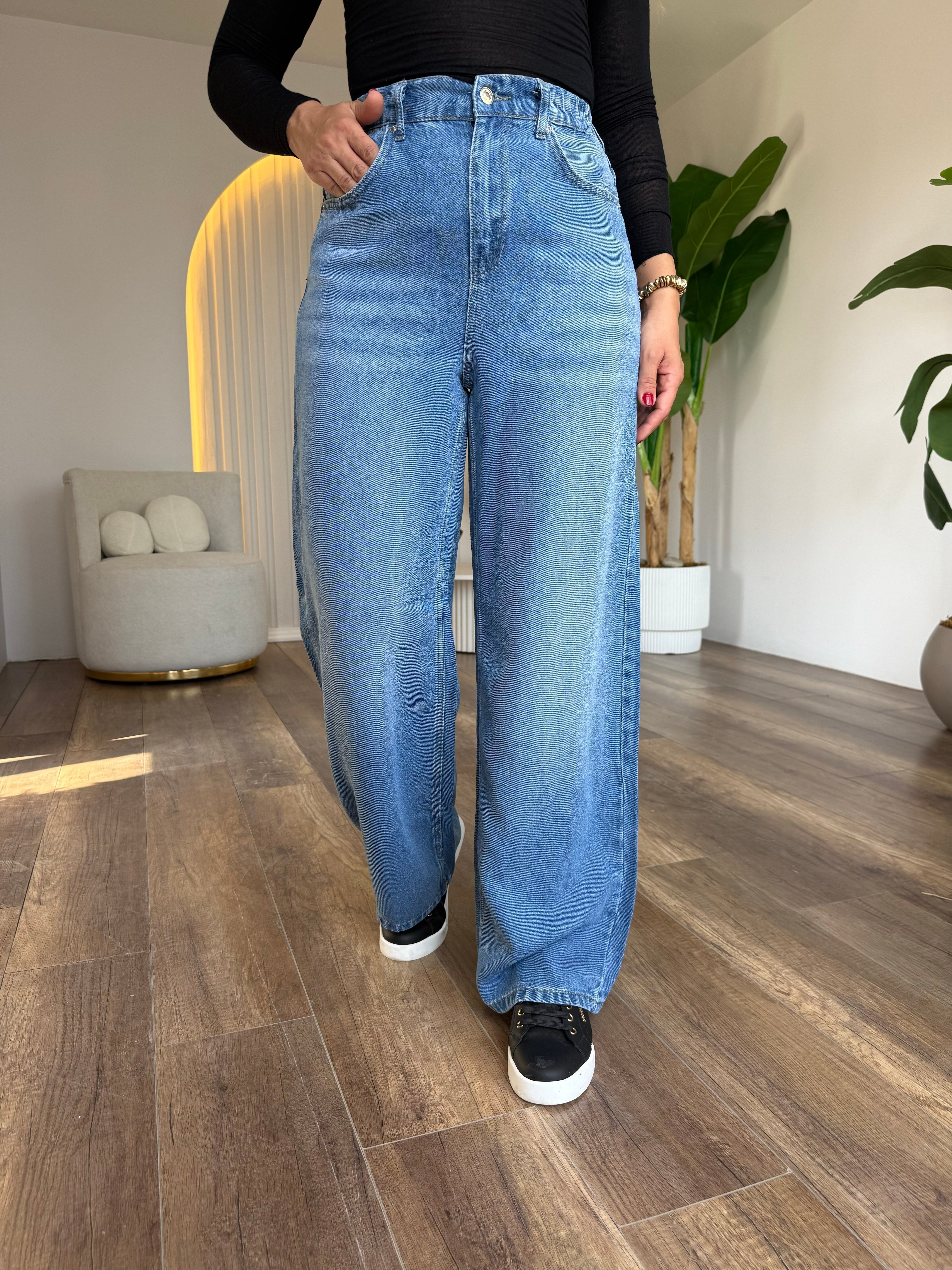 12252 Tensel Arka Beli Lastikli Jean