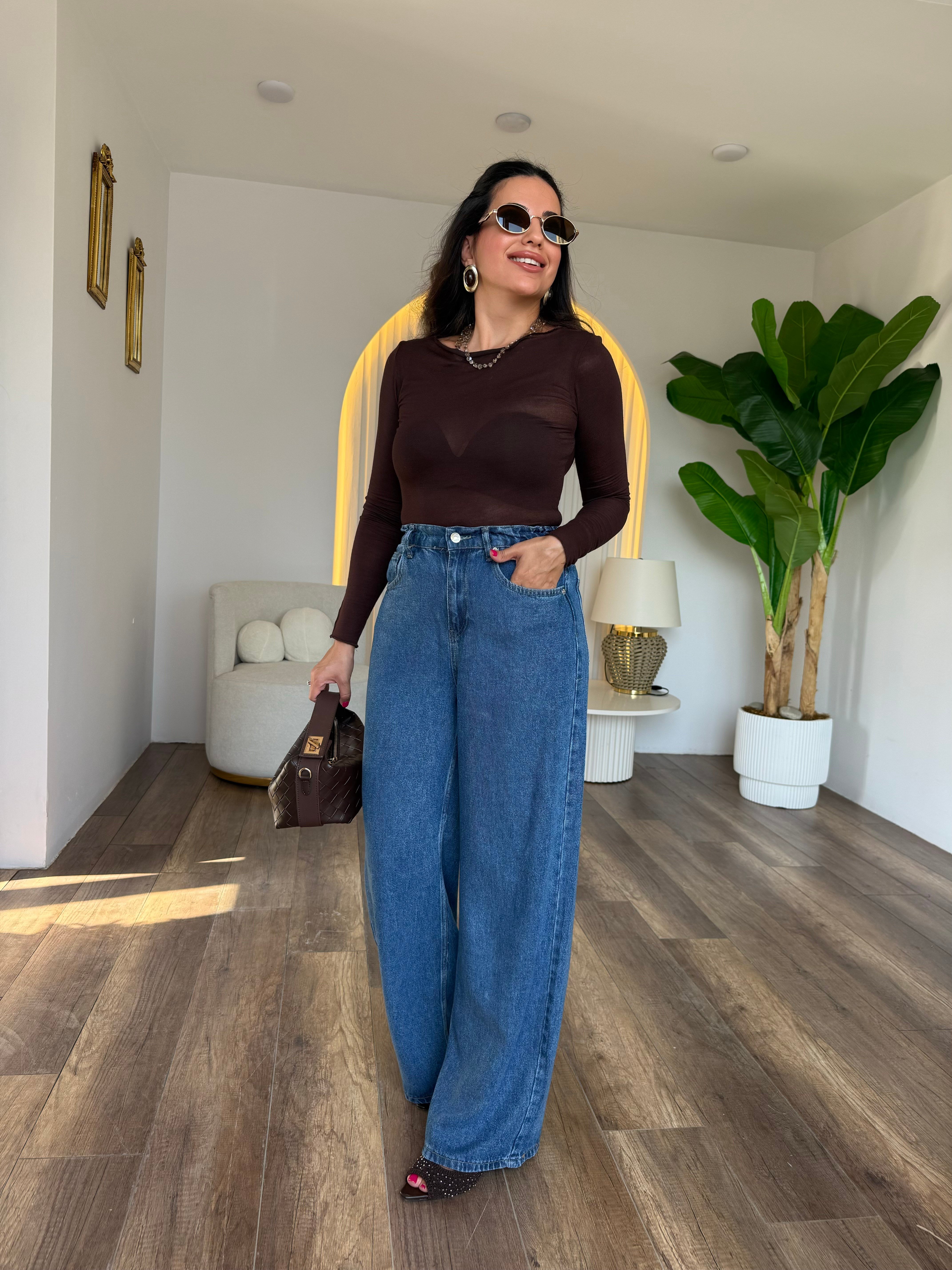 12252 Tensel Arka Beli Lastikli Jean