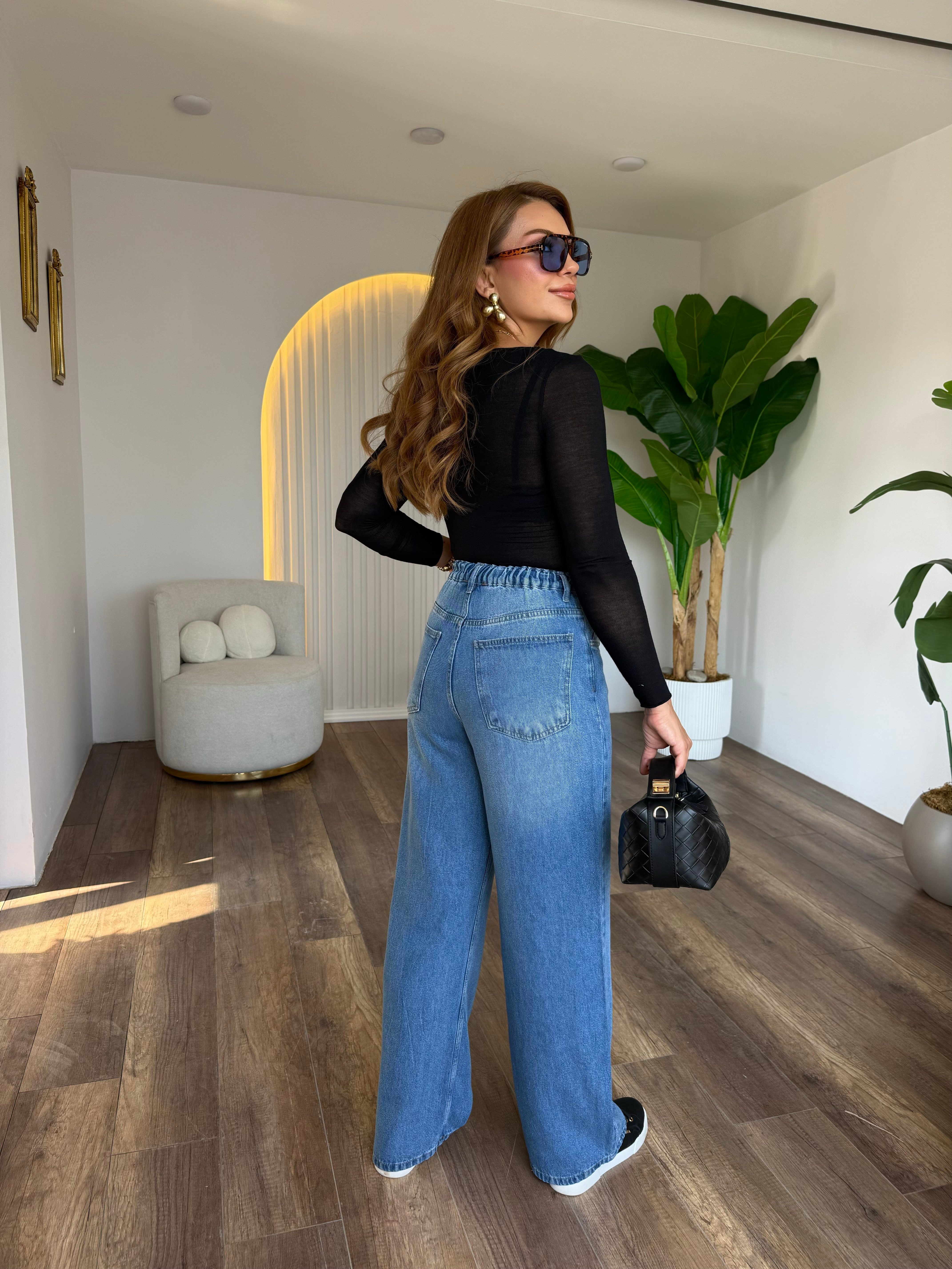 12252 Tensel Arka Beli Lastikli Jean