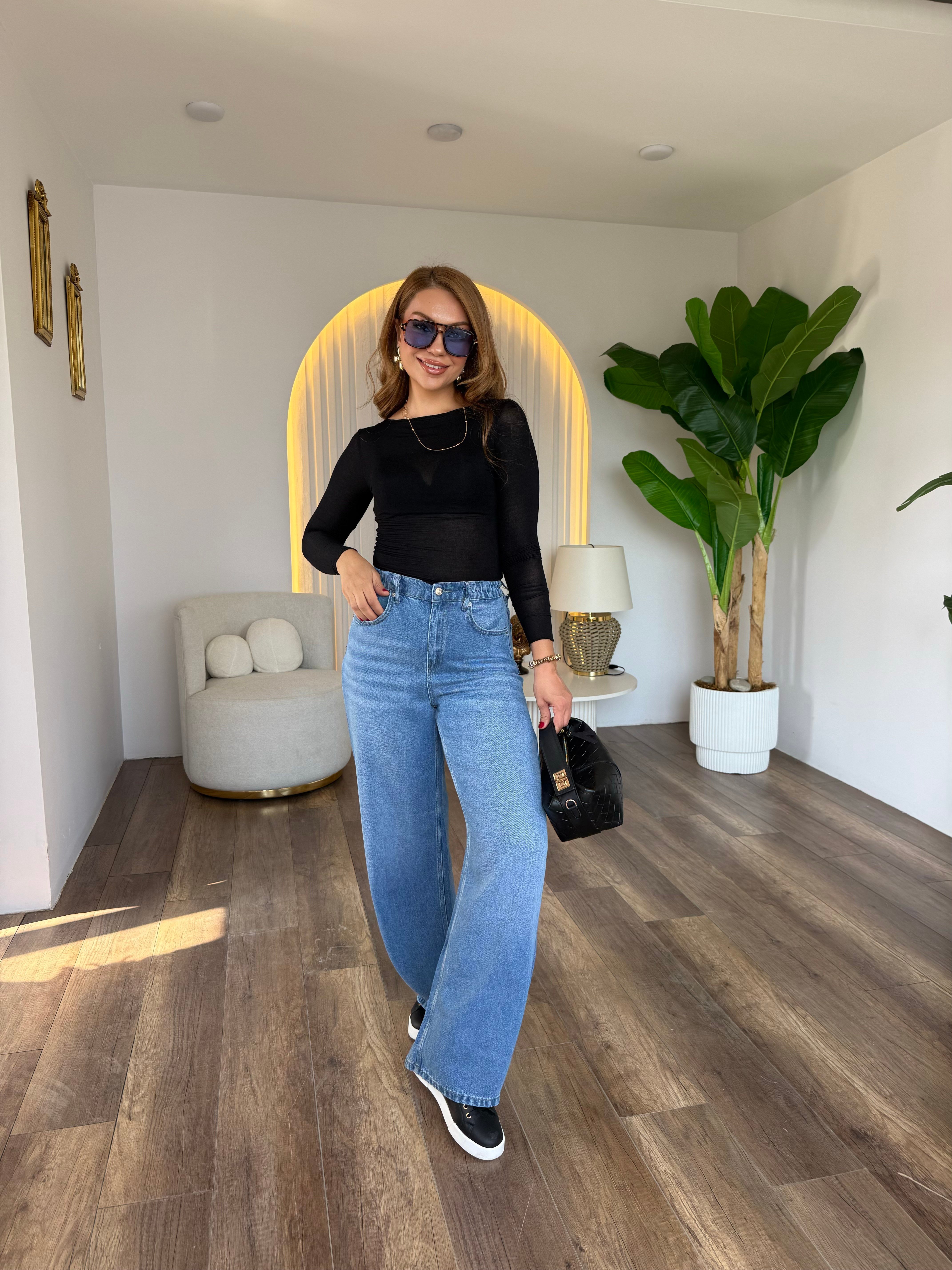 12252 Tensel Arka Beli Lastikli Jean
