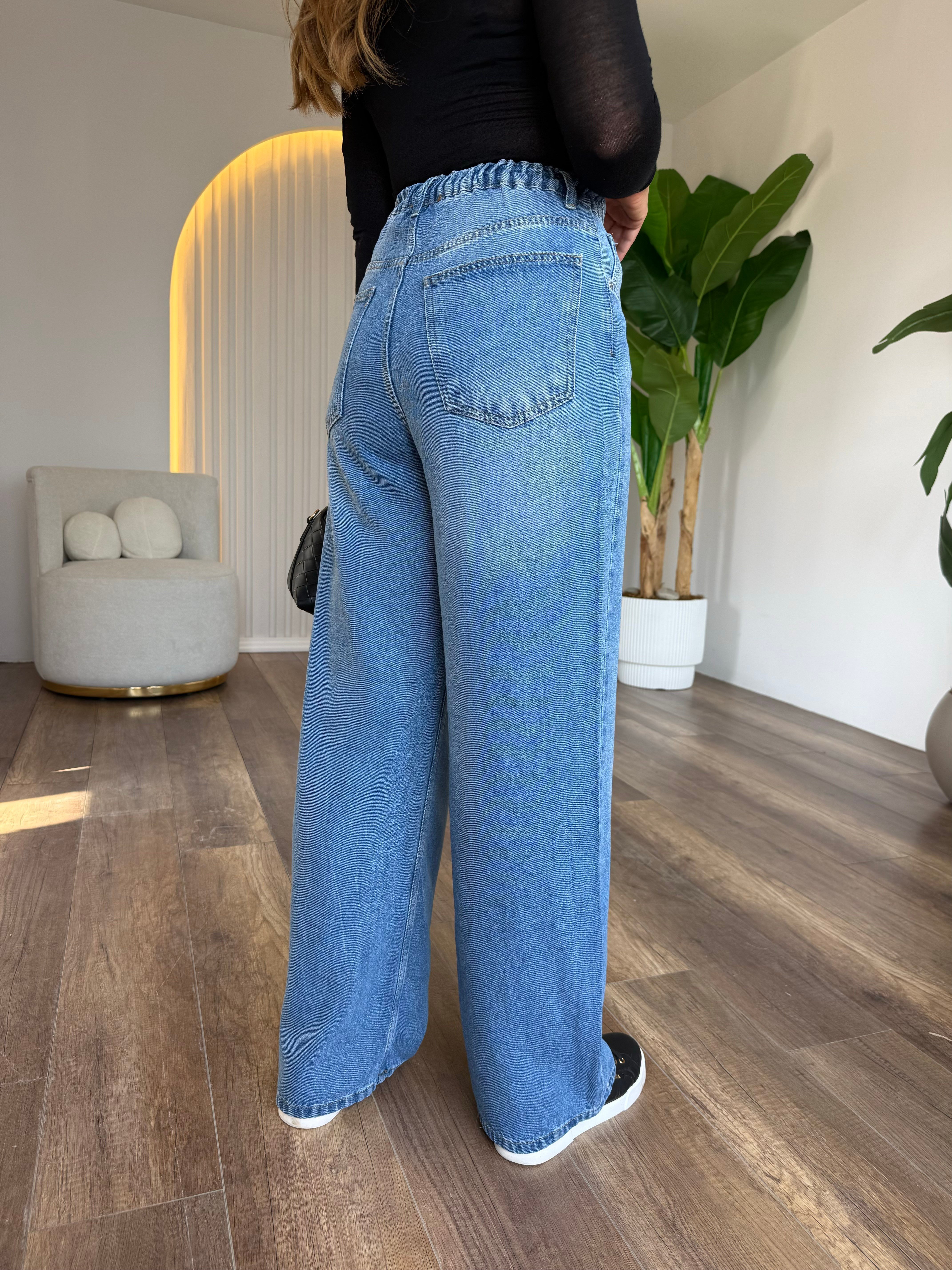 12252 Tensel Arka Beli Lastikli Jean