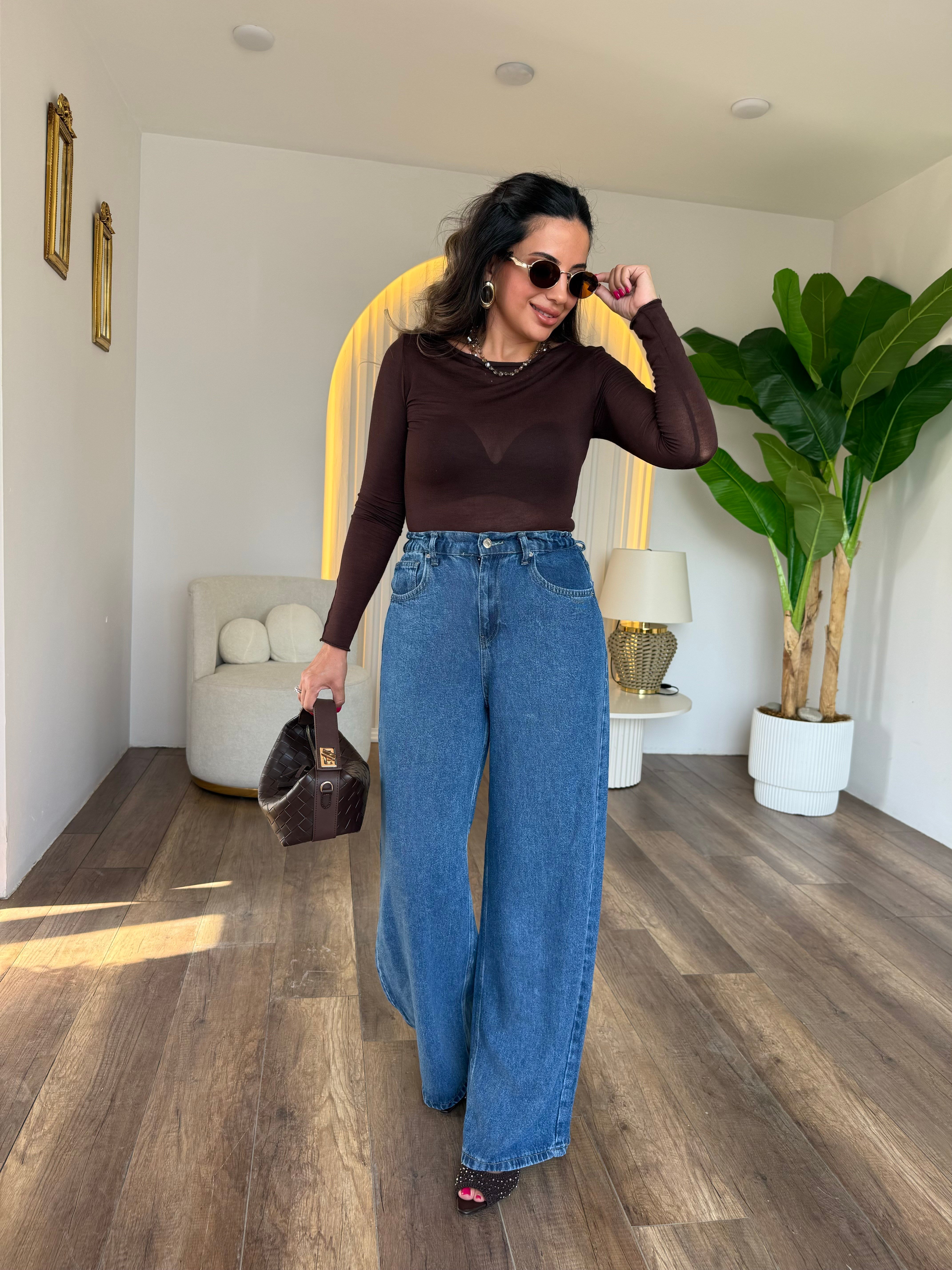 12252 Tensel Arka Beli Lastikli Jean