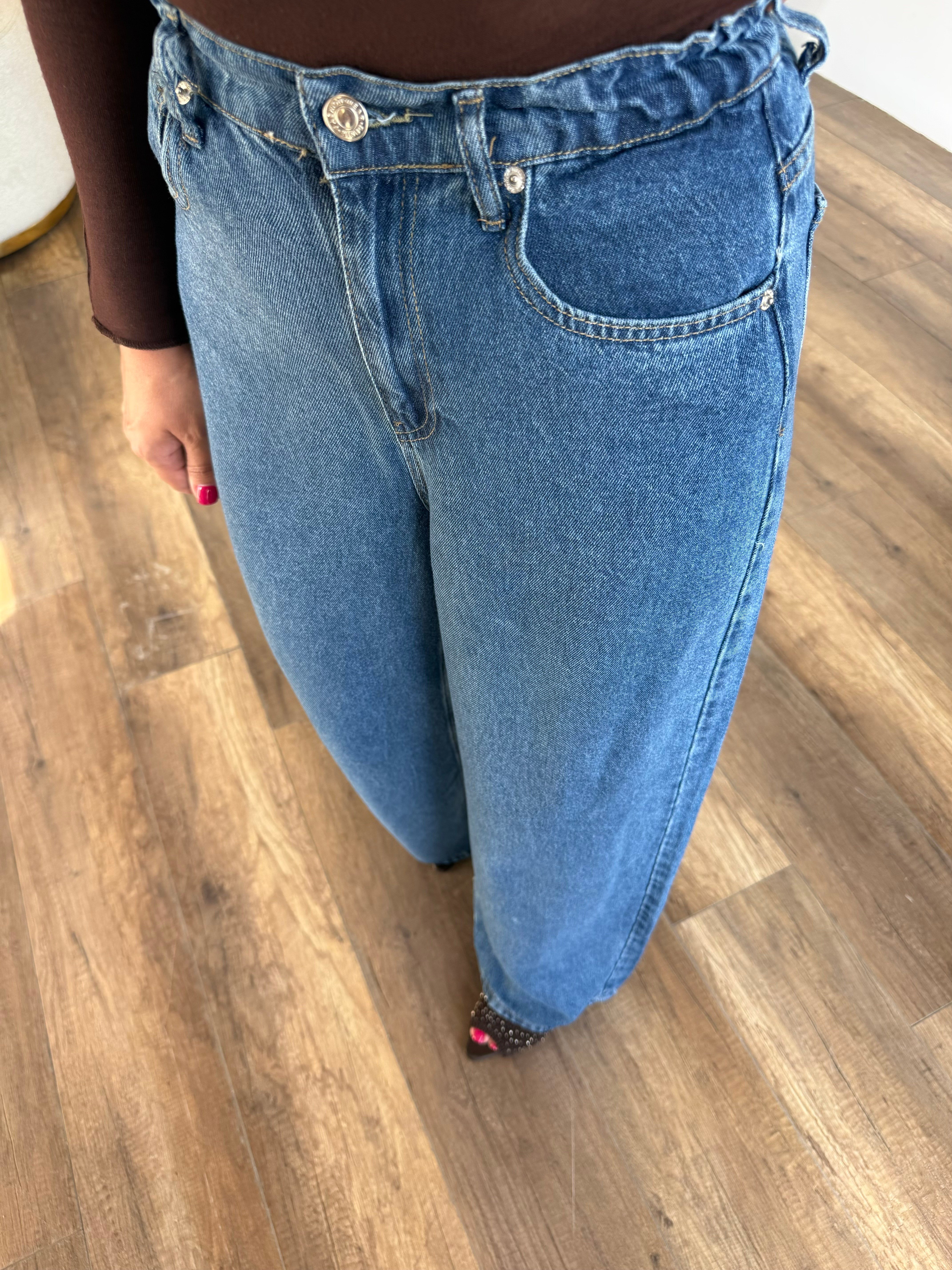 12252 Tensel Arka Beli Lastikli Jean