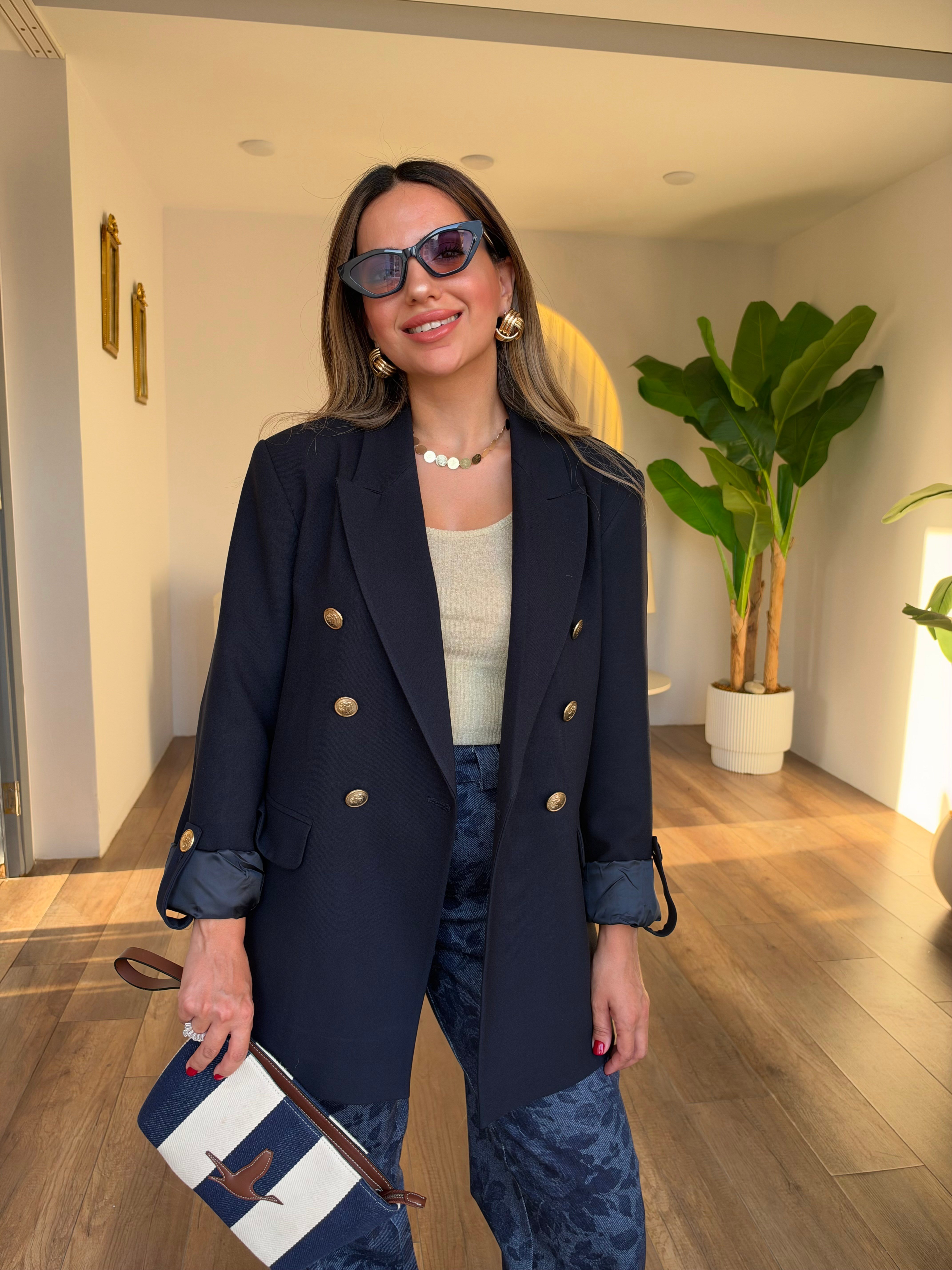 12327 Gold Düğme Detaylı Blazer Ceket