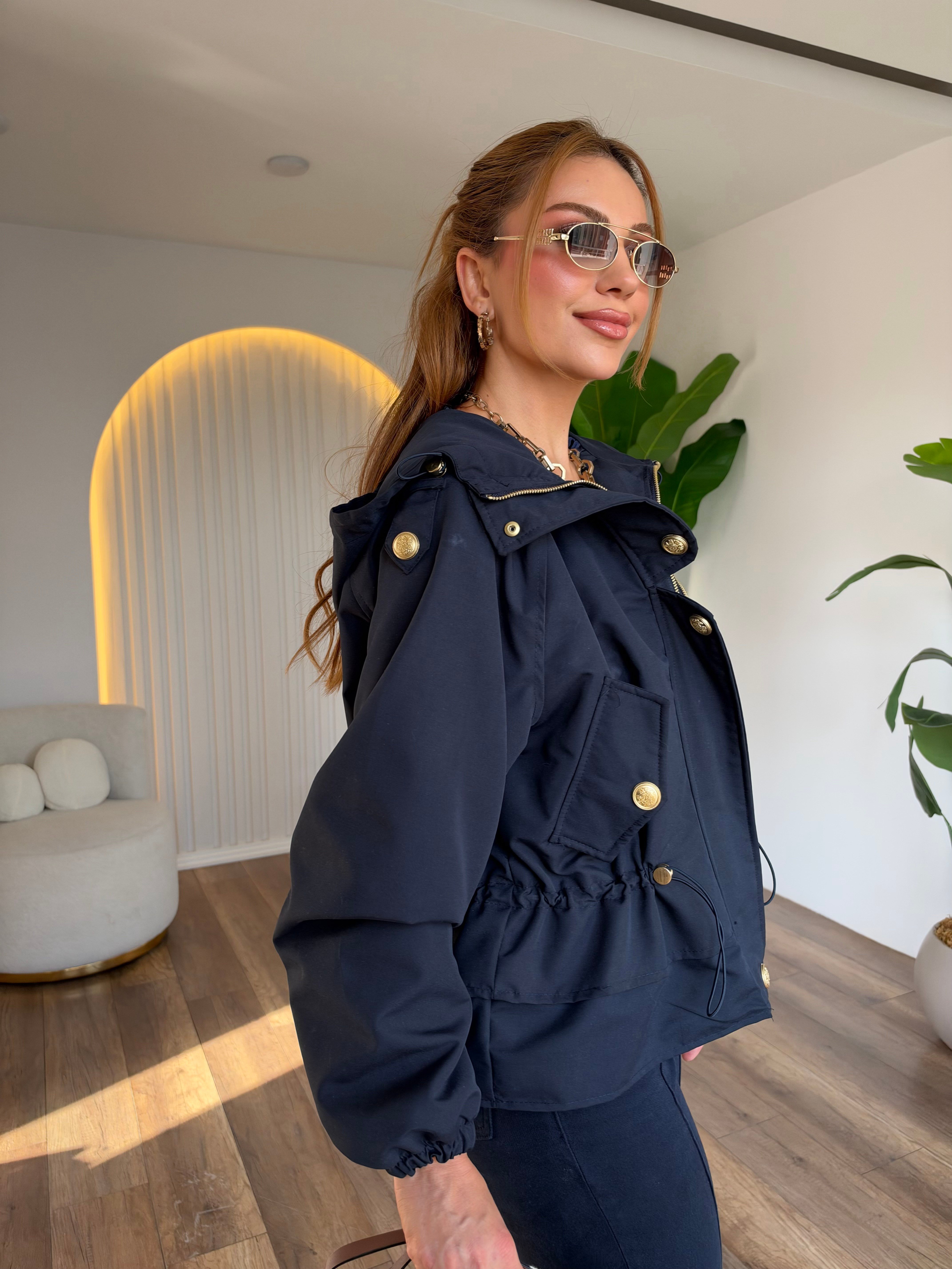 12330 Büzgülü Gold Detaylı Ceket
