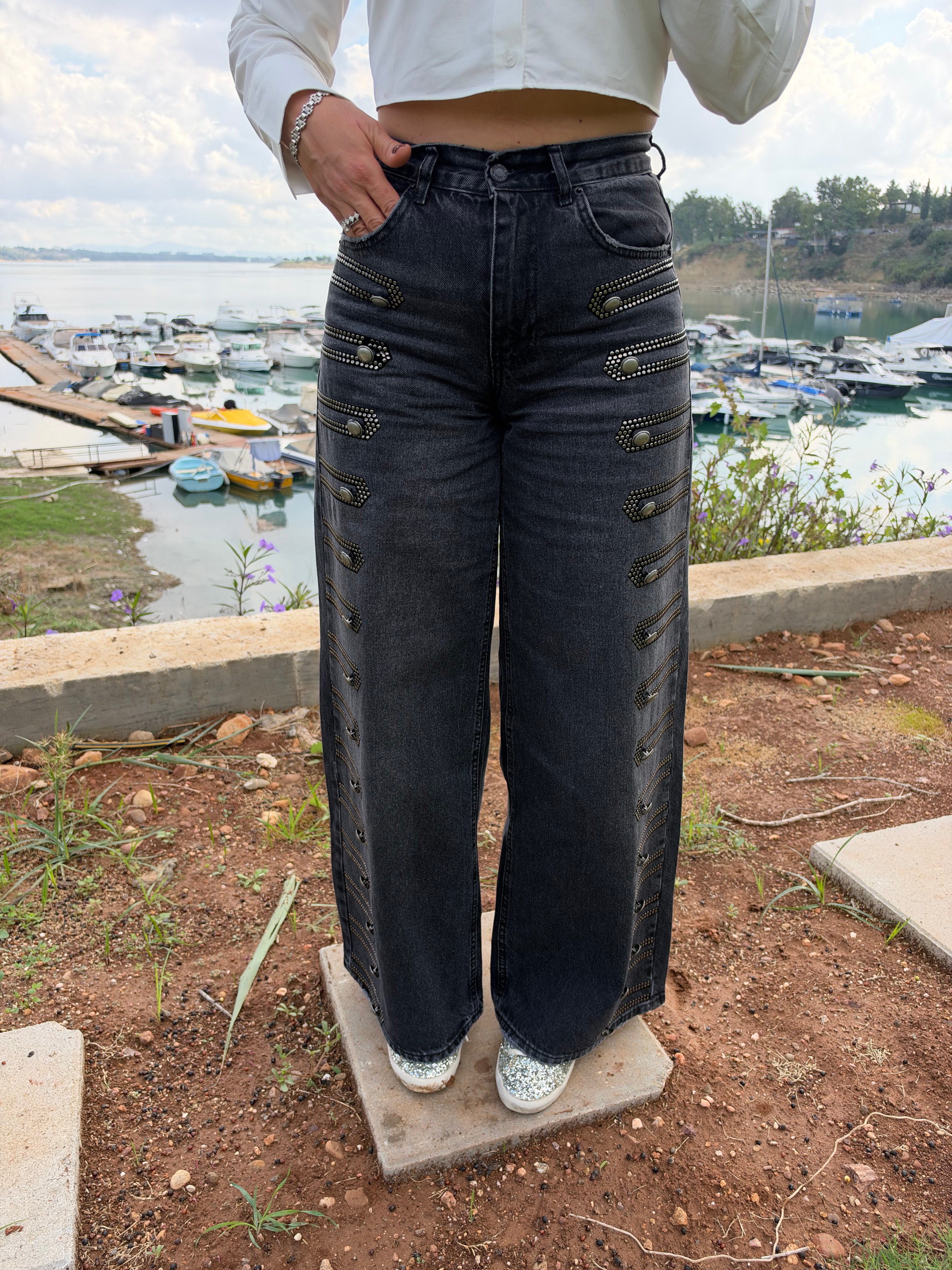 12386 Napolyon Düğme Detaylı Jean