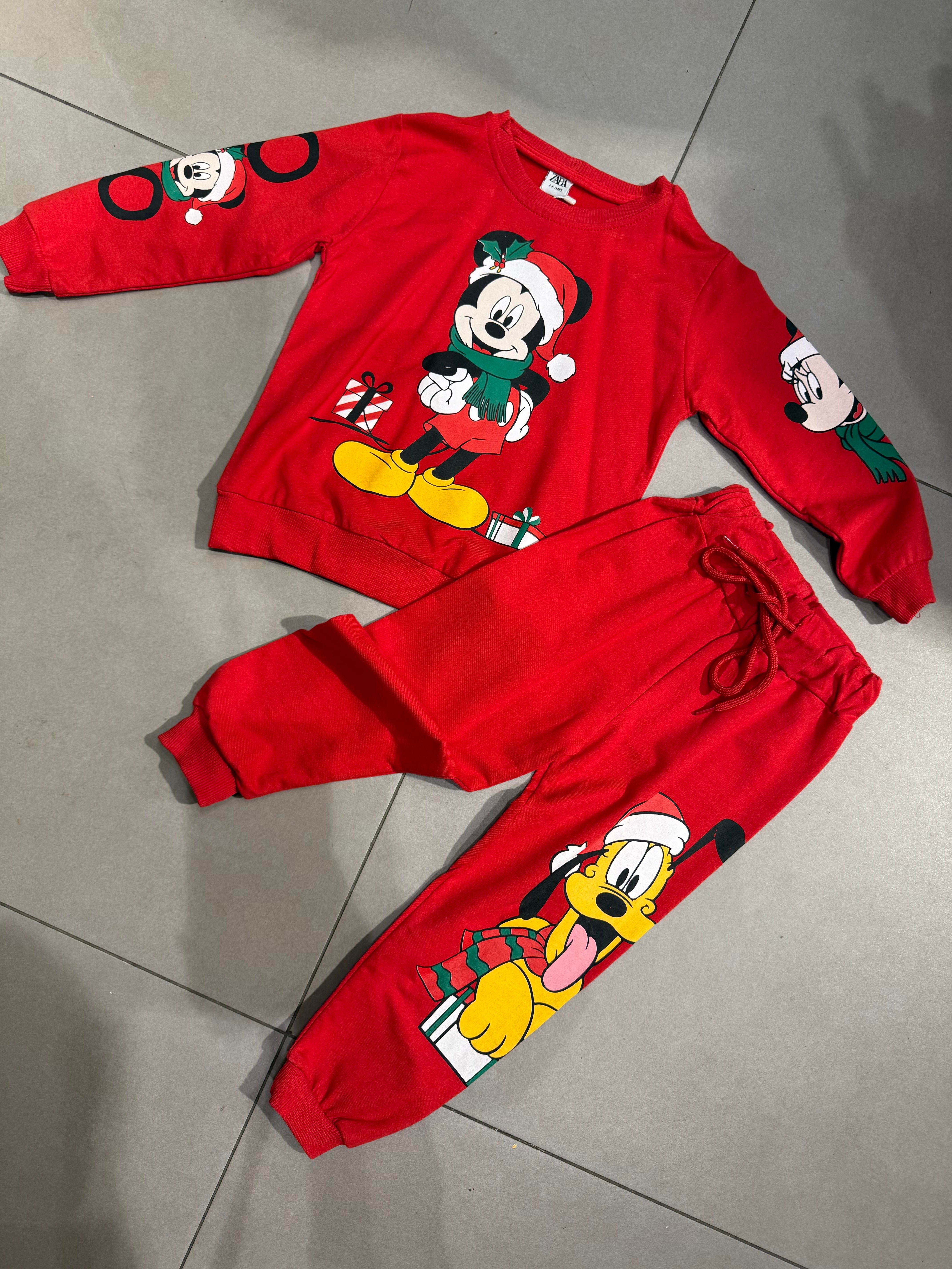 7084 Kids Mickey Kırmızı Pantolon Takım 4-8 yaş