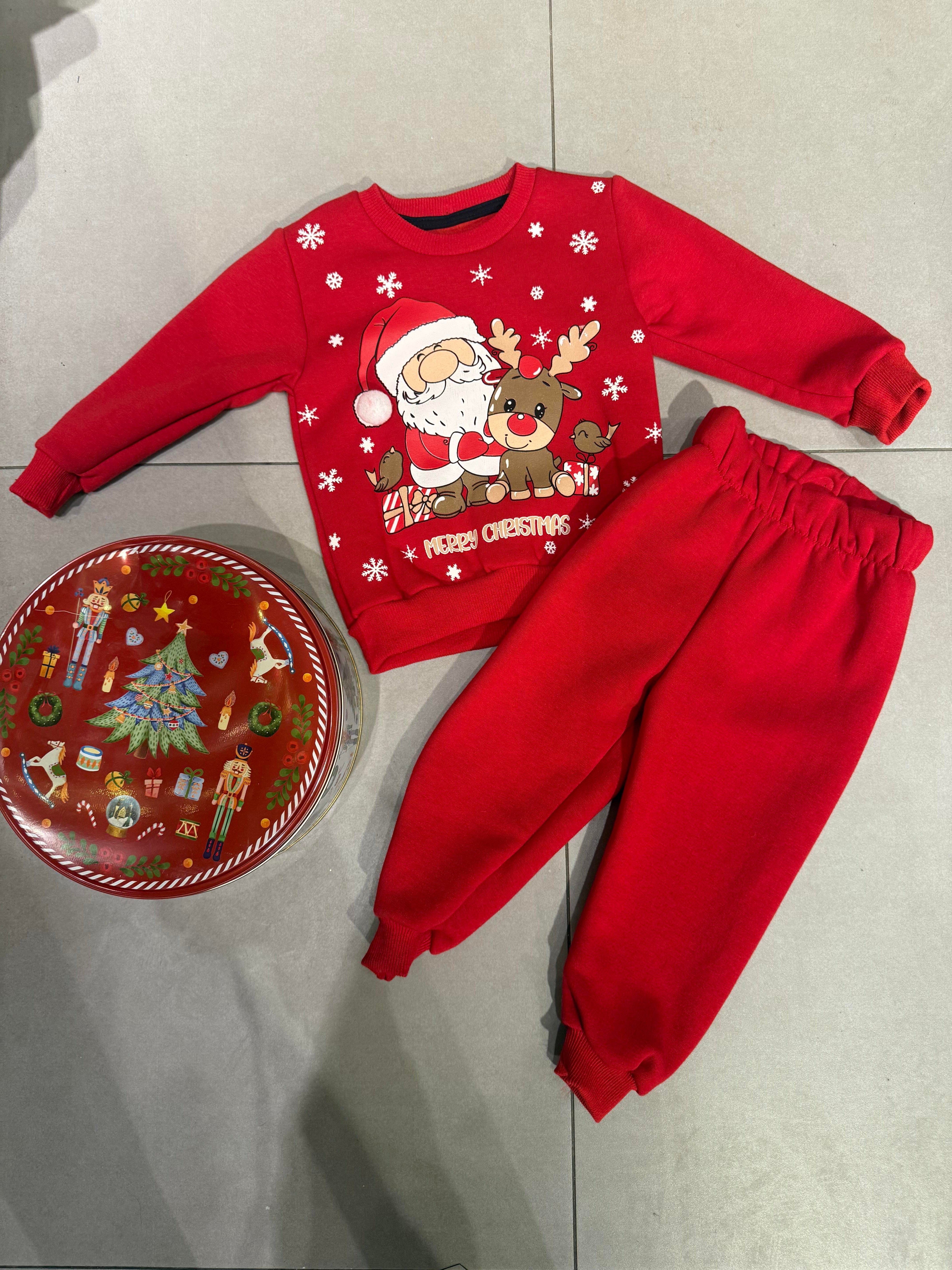 7102 Kids Noel Baba Kuşlu 3 İplik Takım 2-4 yaş