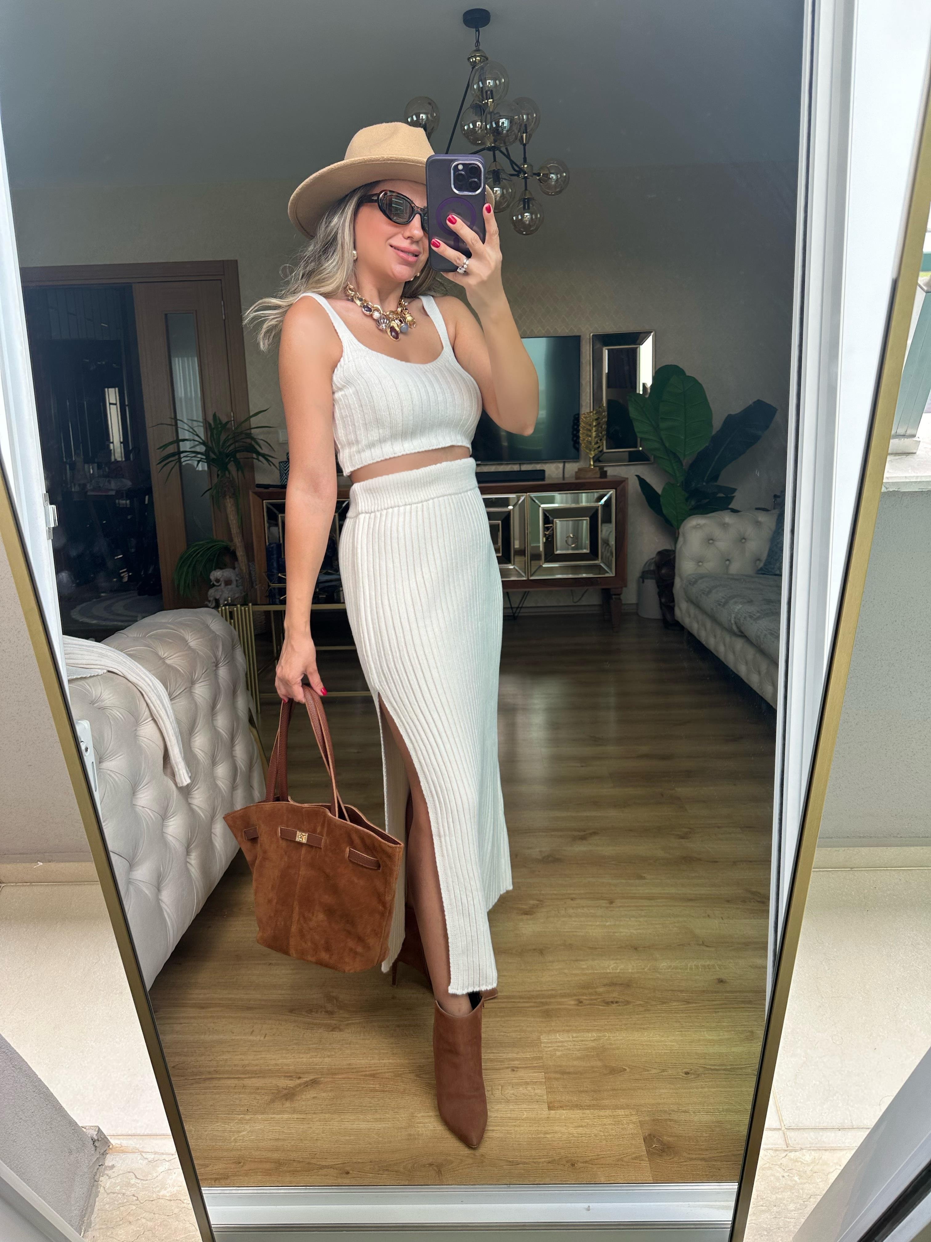 8469 Üçlü Triko Etek Takım