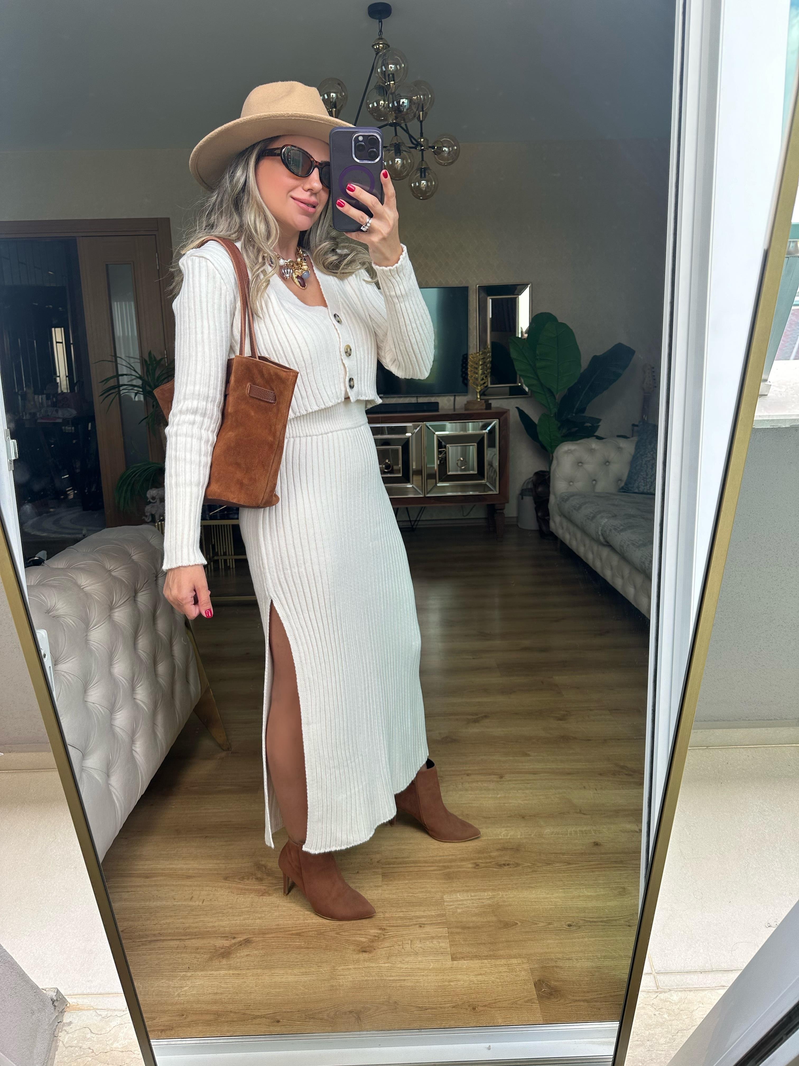 8469 Üçlü Triko Etek Takım