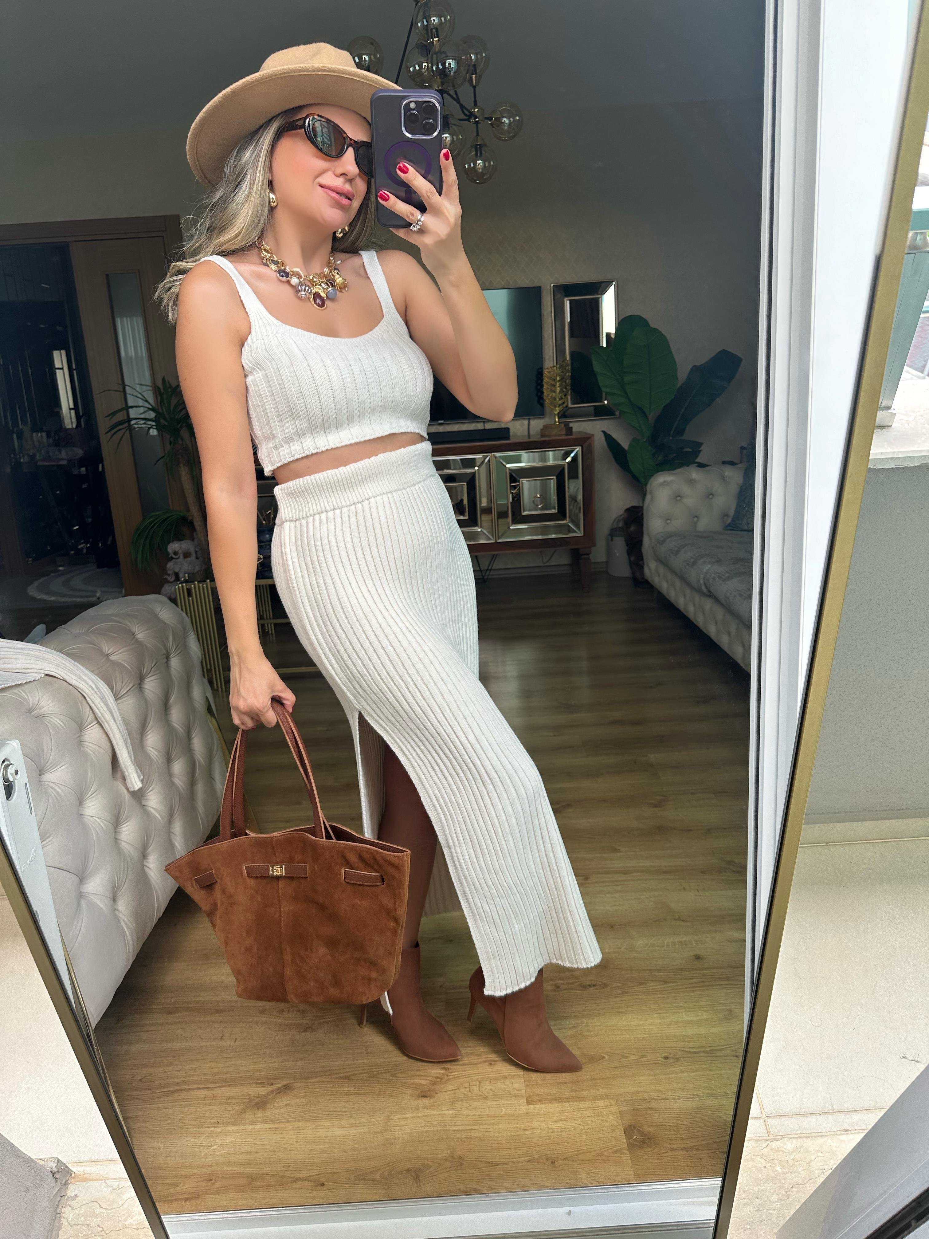 8469 Üçlü Triko Etek Takım