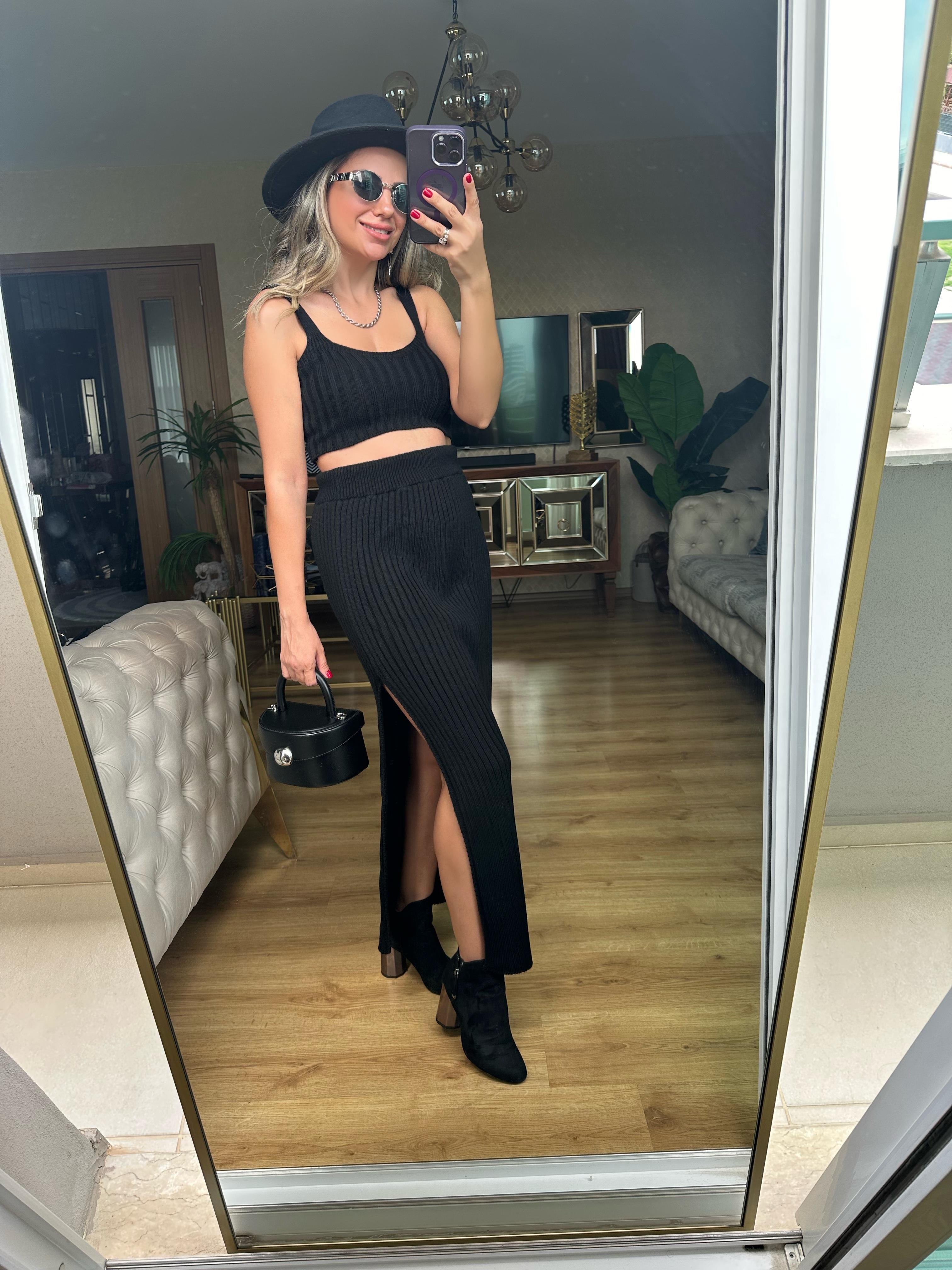 8469 Üçlü Triko Etek Takım