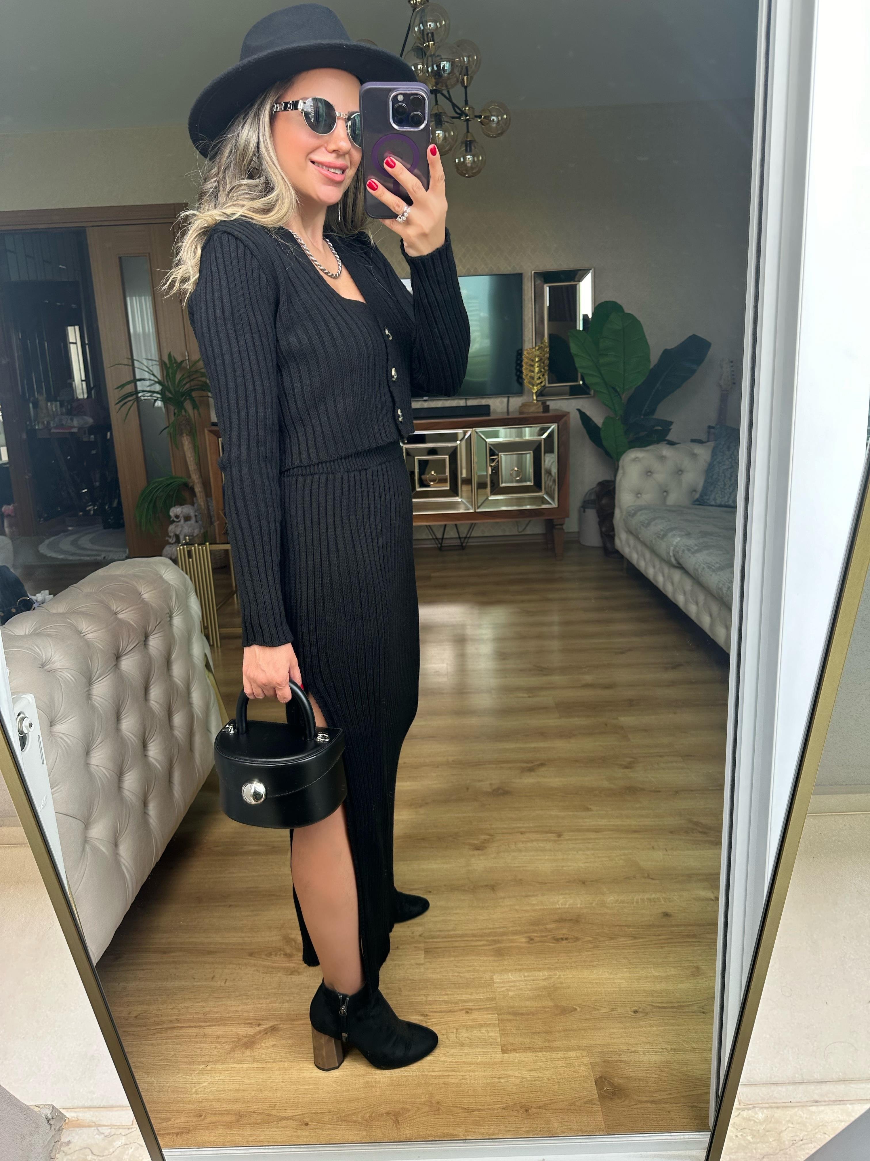 8469 Üçlü Triko Etek Takım