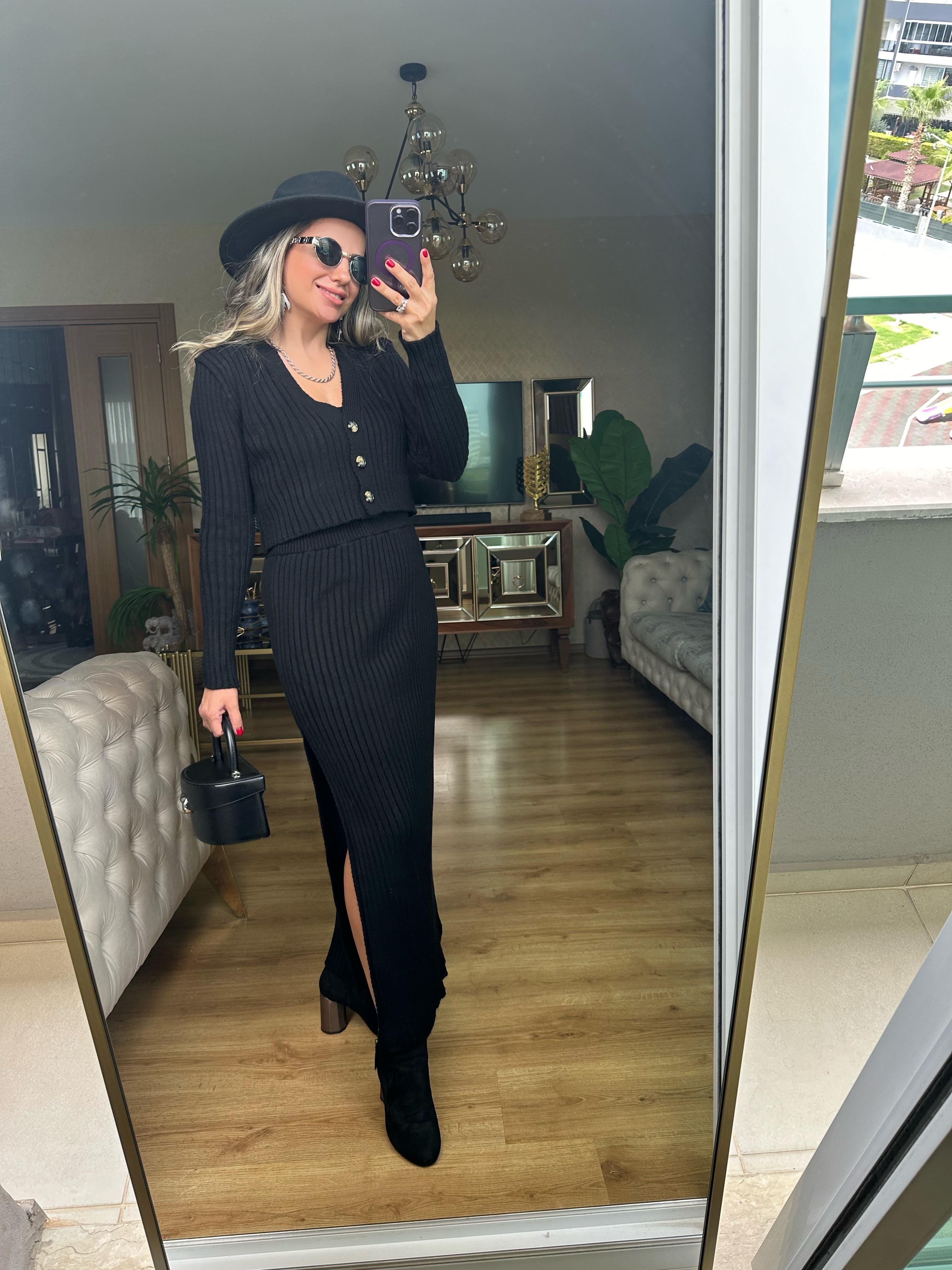 8469 Üçlü Triko Etek Takım