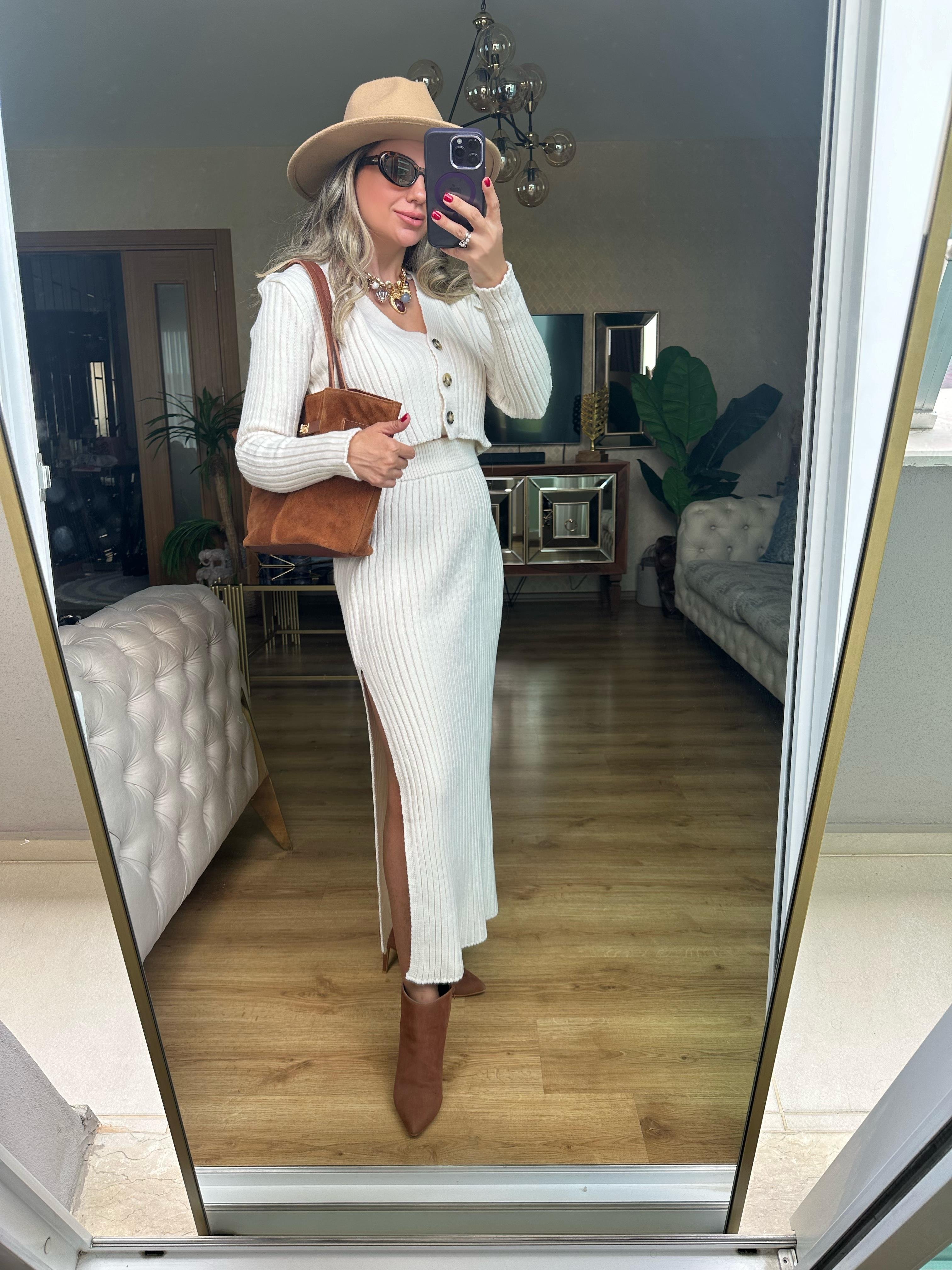 8469 Üçlü Triko Etek Takım