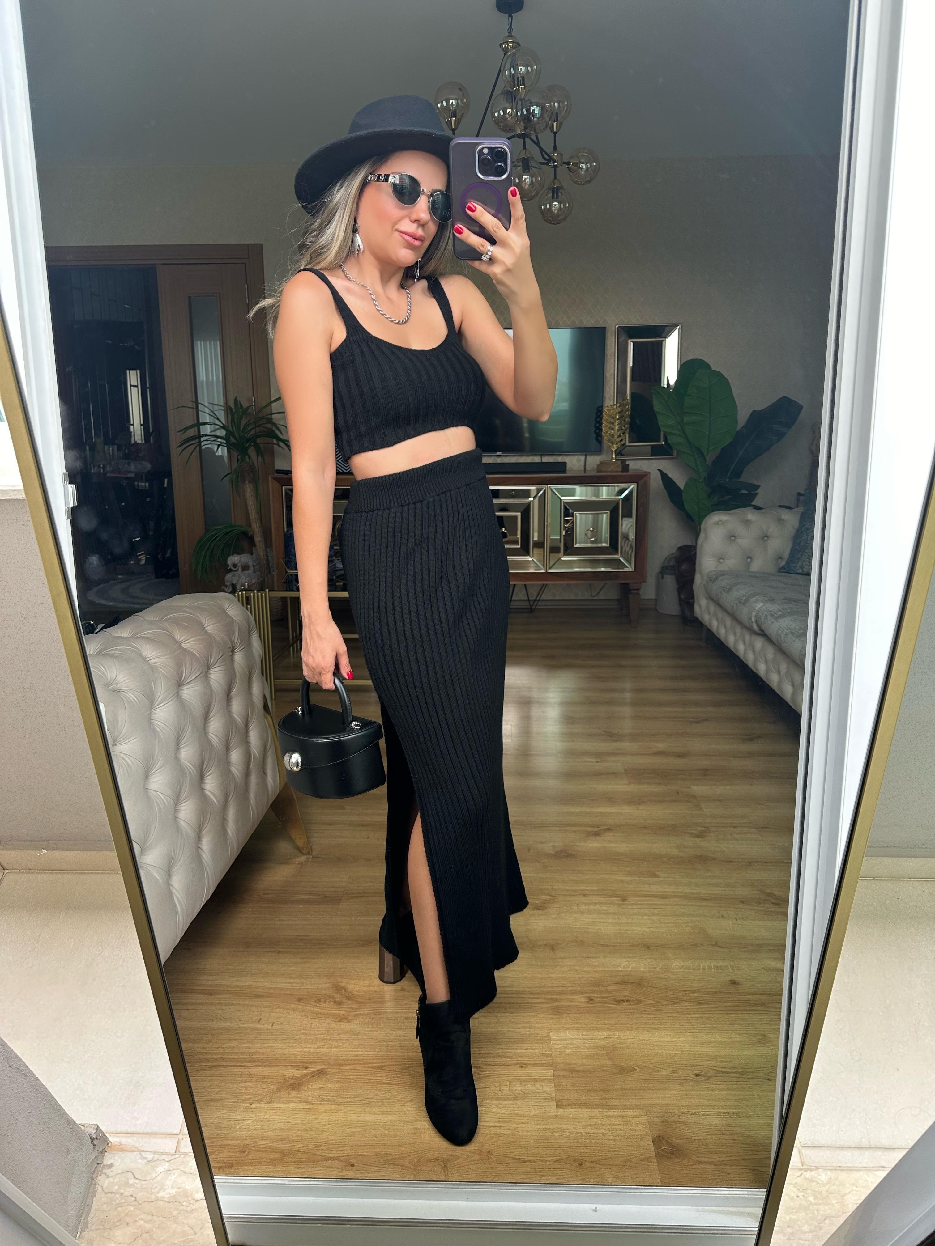 8469 Üçlü Triko Etek Takım