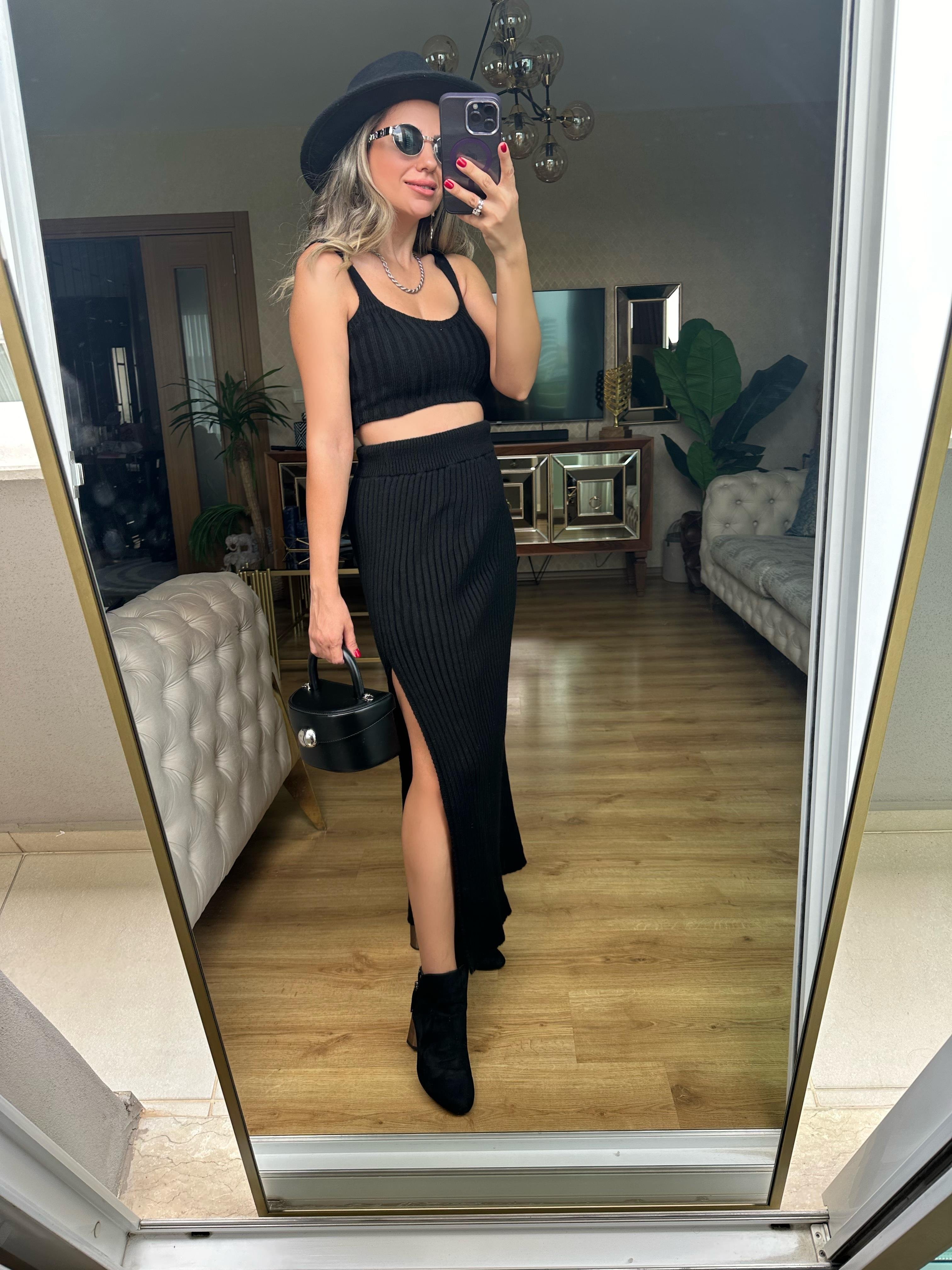 8469 Üçlü Triko Etek Takım