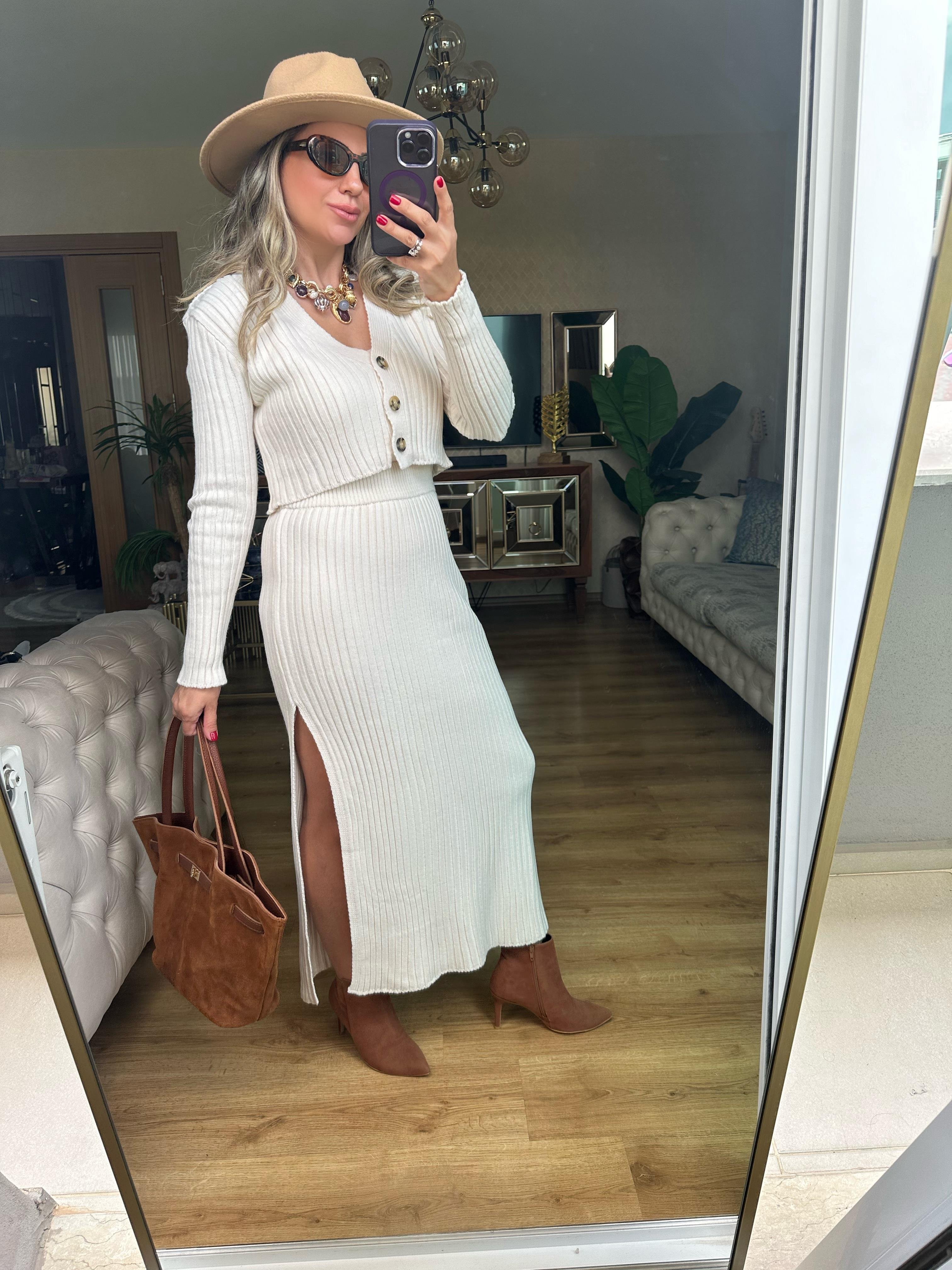 8469 Üçlü Triko Etek Takım