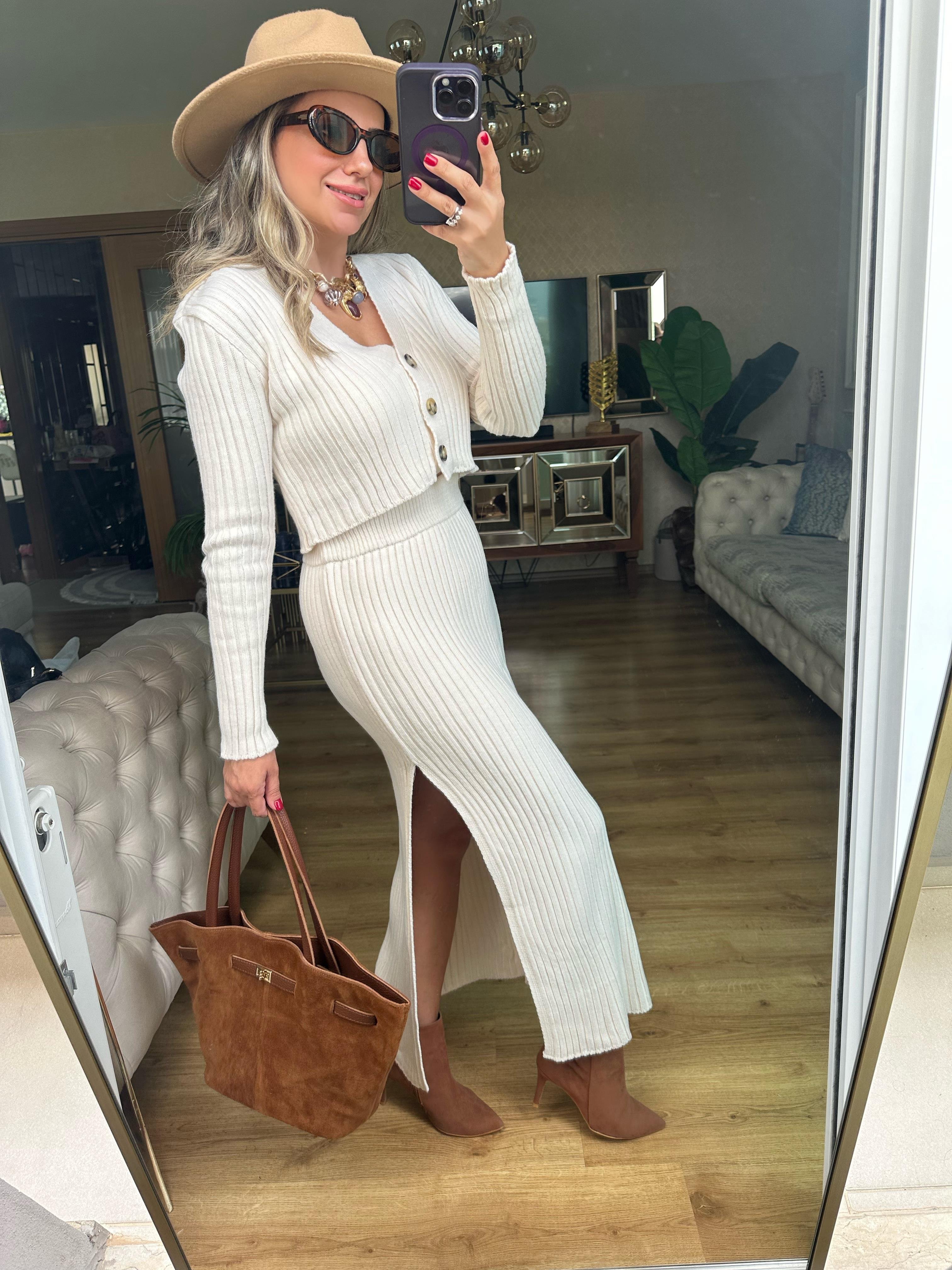 8469 Üçlü Triko Etek Takım