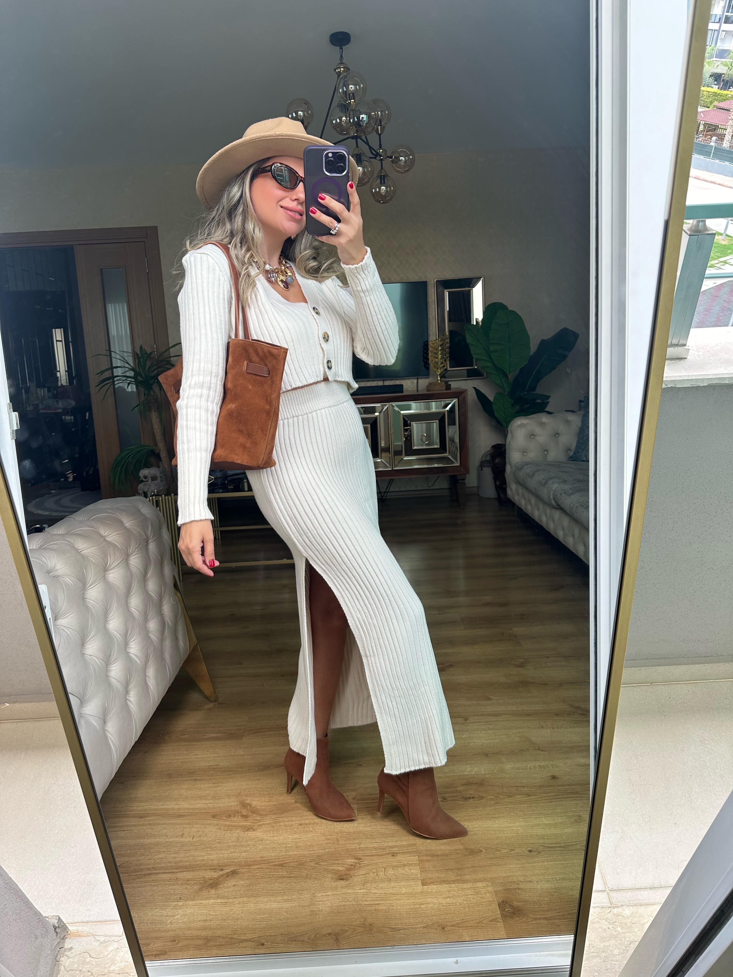 8469 Üçlü Triko Etek Takım